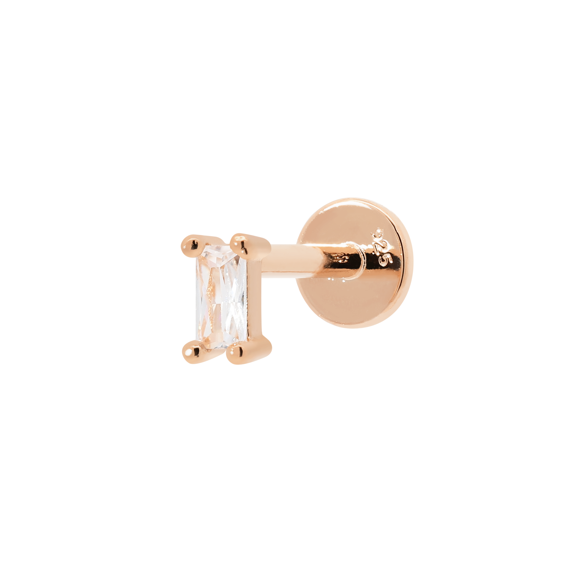 Bounty Baguette Gemstone Helix Tragus Cartilage & Conch Ear Piercing - Rose Gold