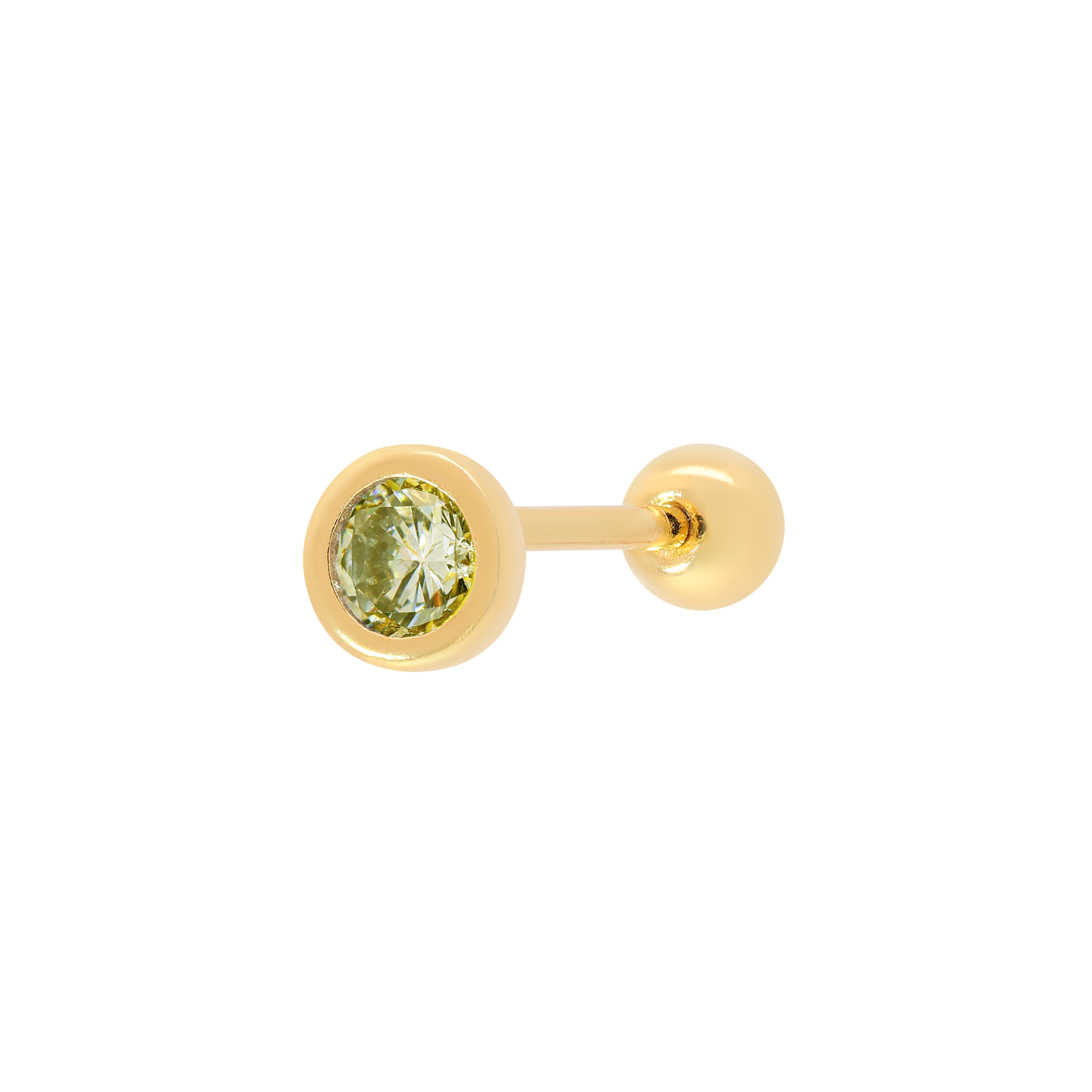 August Birthstone Tragus Helix Cartilage & Conch Ear Piercing - Gold