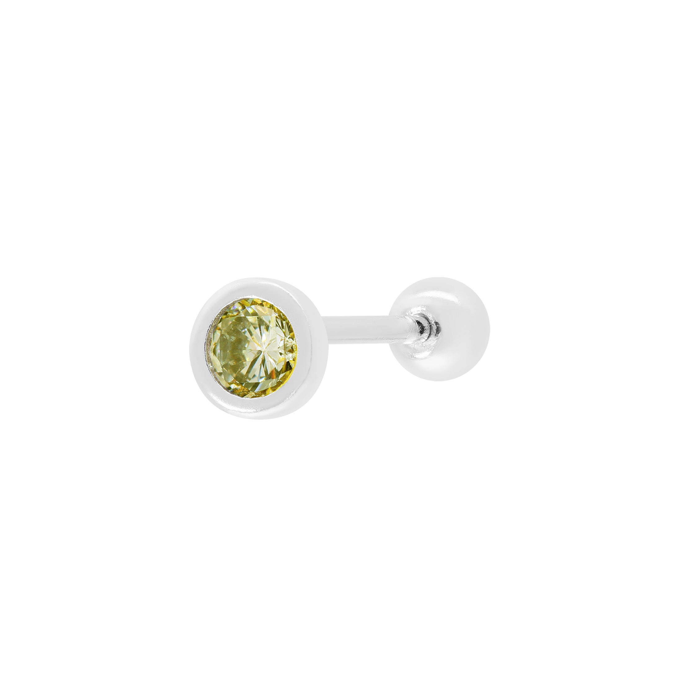 August Birthstone Tragus Helix & Conch Ear Piercing - Sterling Silver