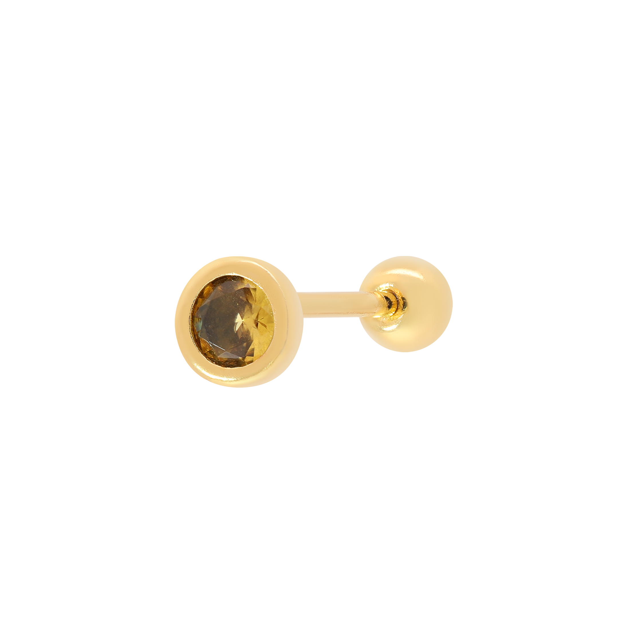 November Birthstone Tragus Helix Cartilage & Conch Ear Piercing - Gold