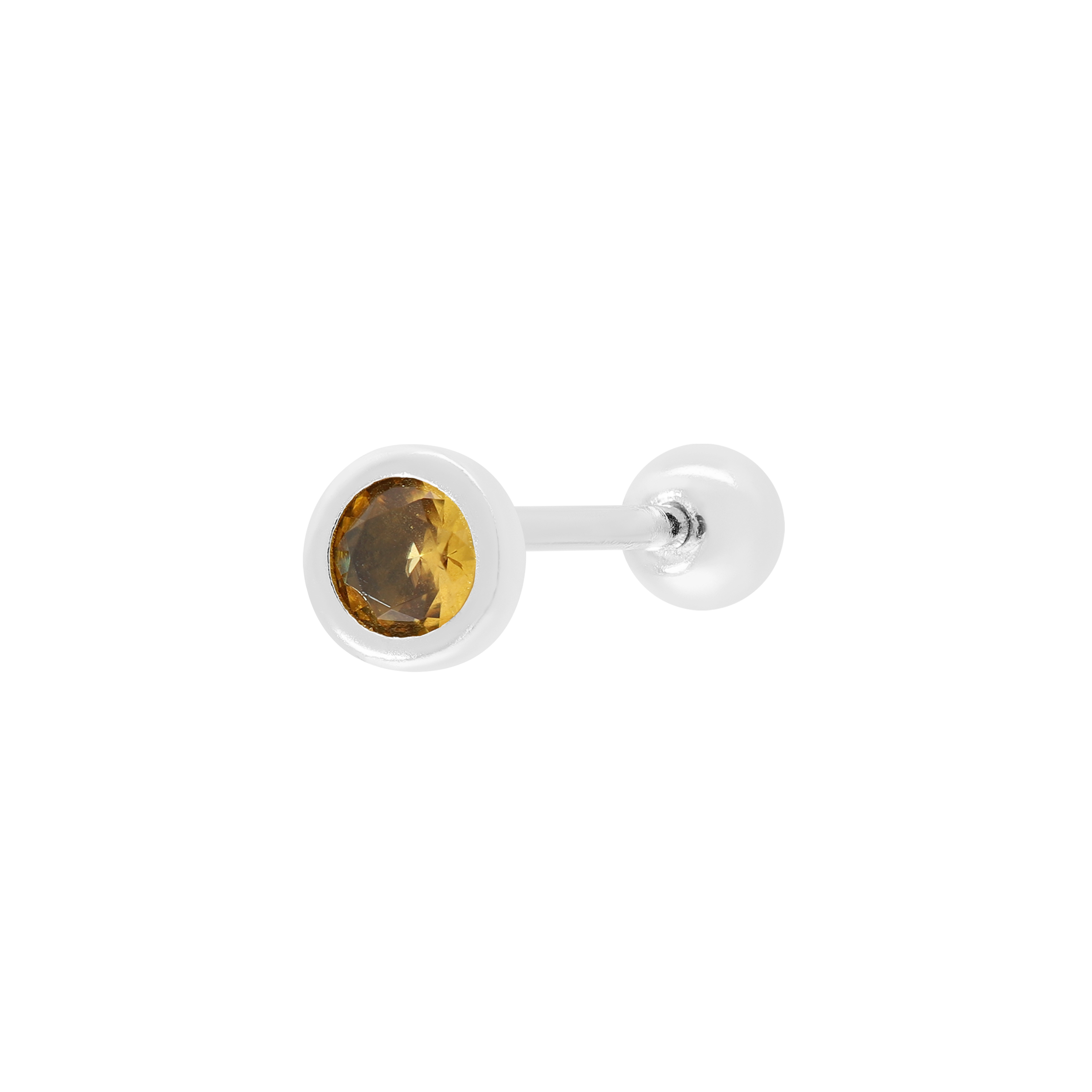 November Birthstone Tragus Helix & Conch Ear Piercing - Silver