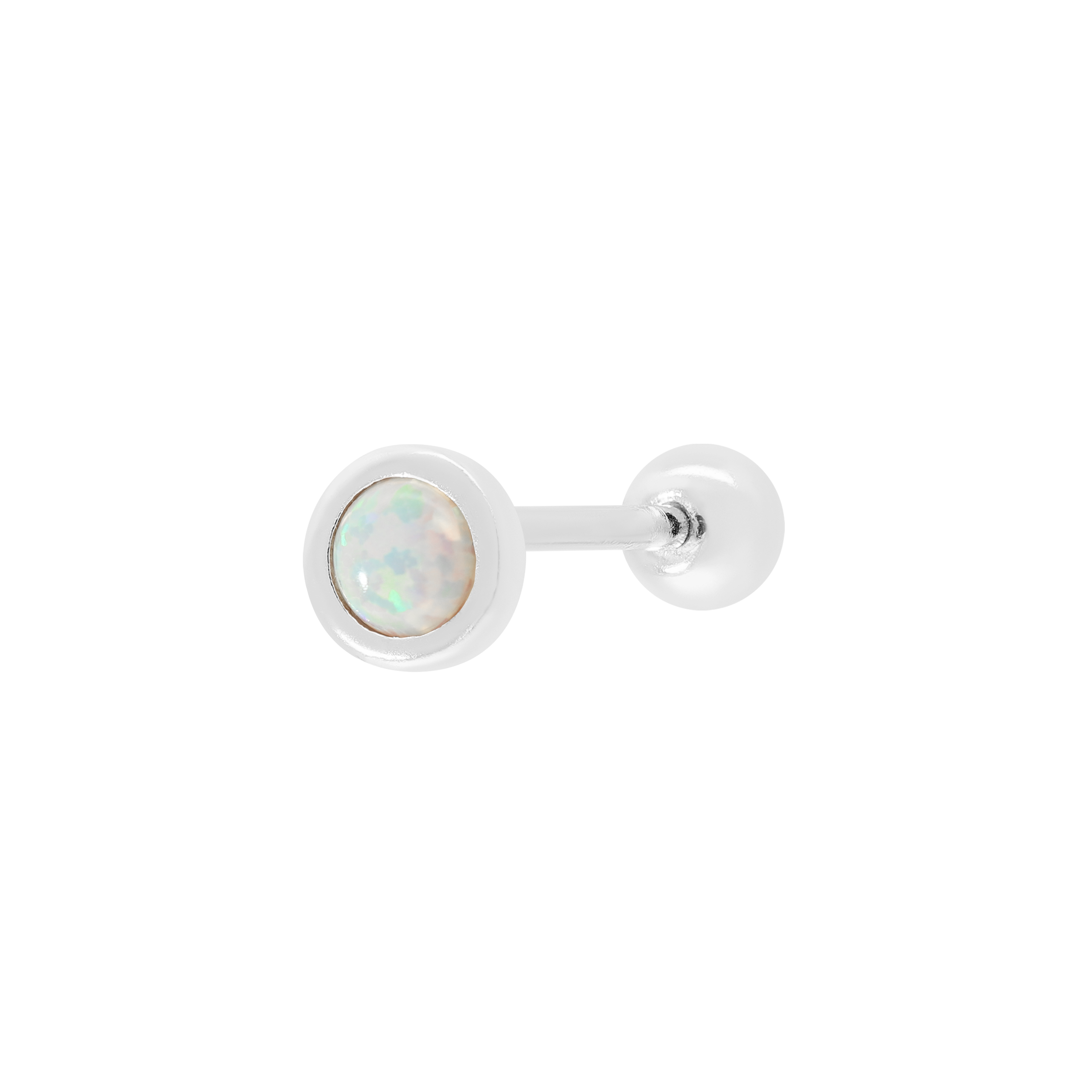October Birthstone Tragus Helix & Conch Ear Piercing - Sterling Silver