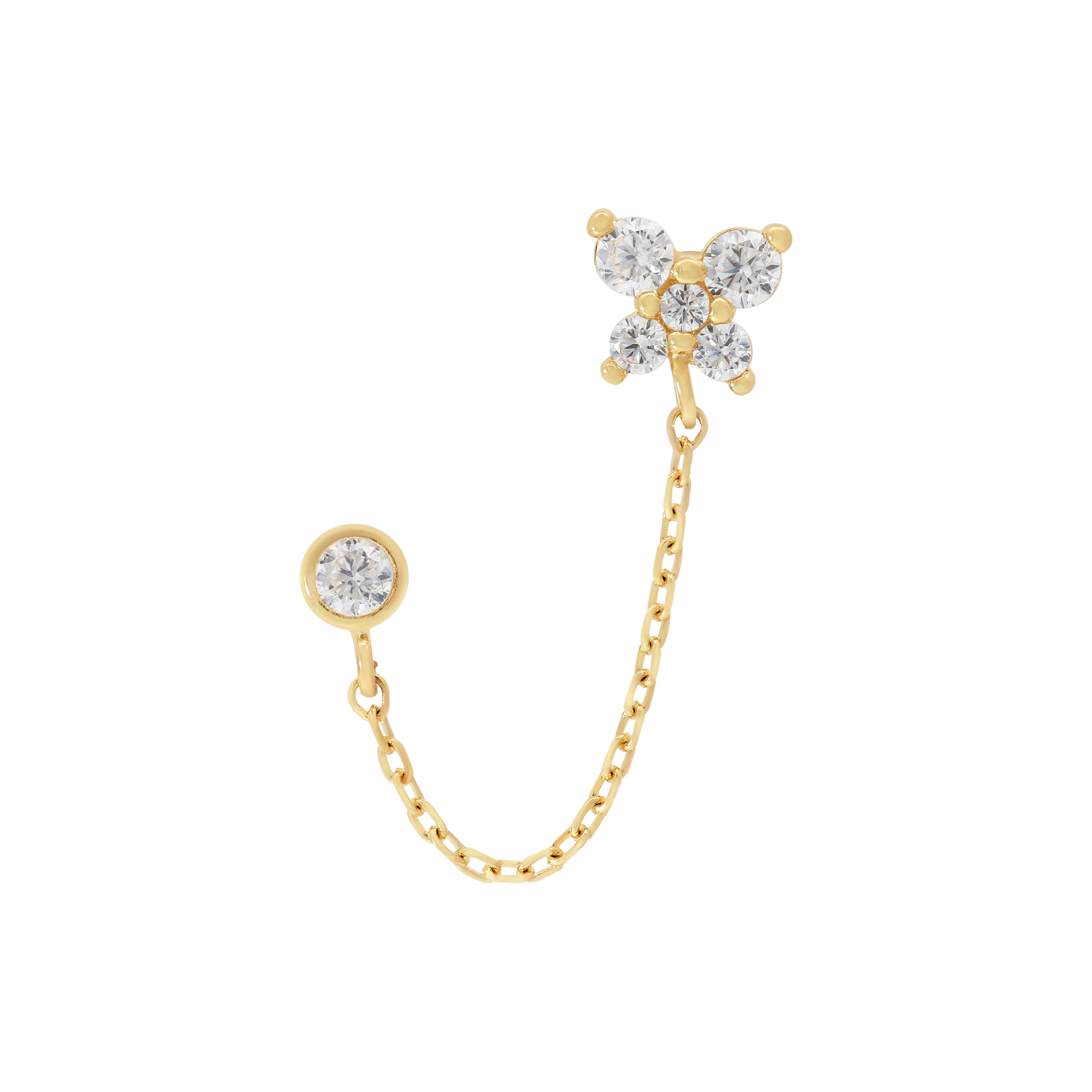 Butterfly Chain Tragus Helix & Cartilage Ear Piercing - 14K Solid Gold