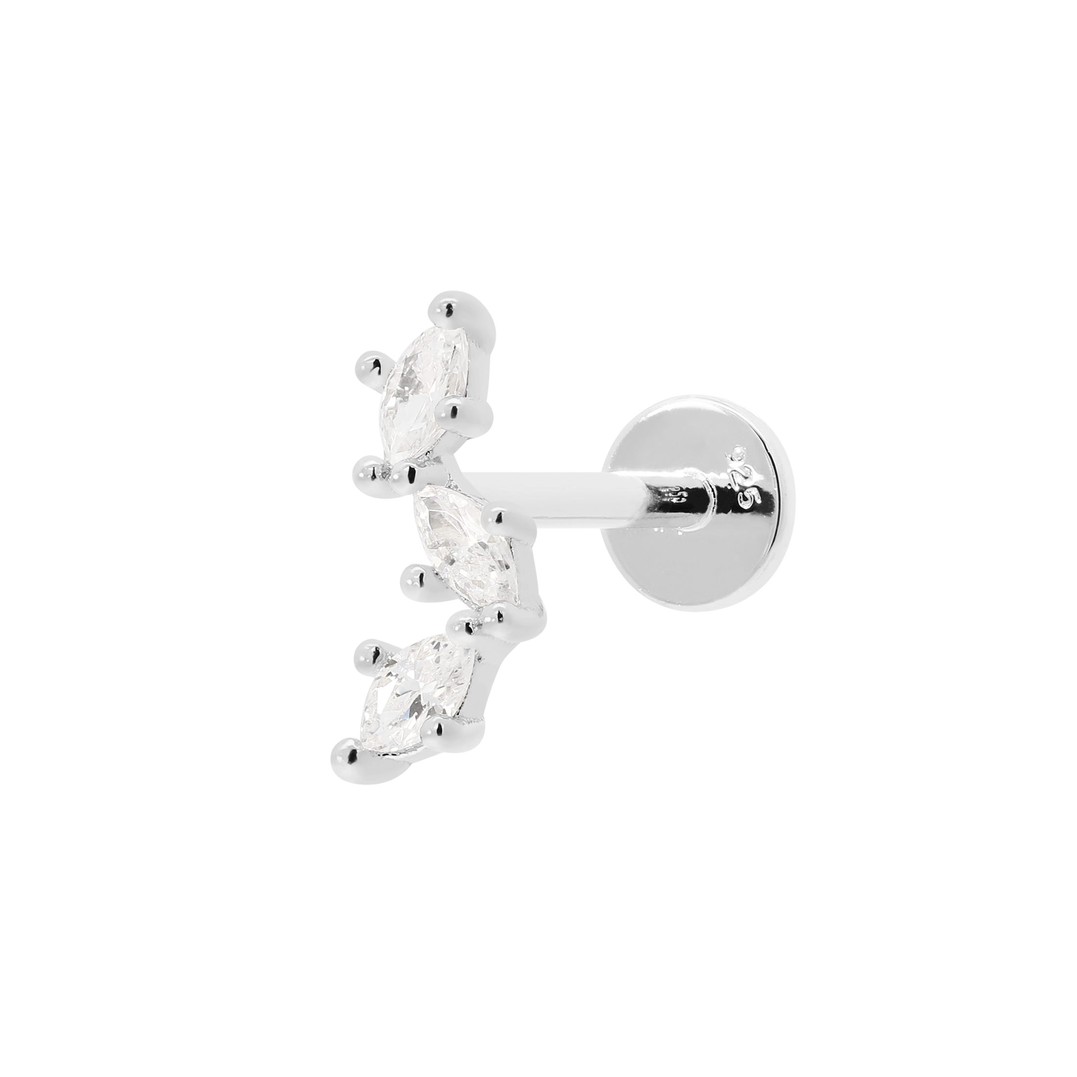 Calis Gem Helix Tragus Cartilage & Conch Ear Piercing - Silver
