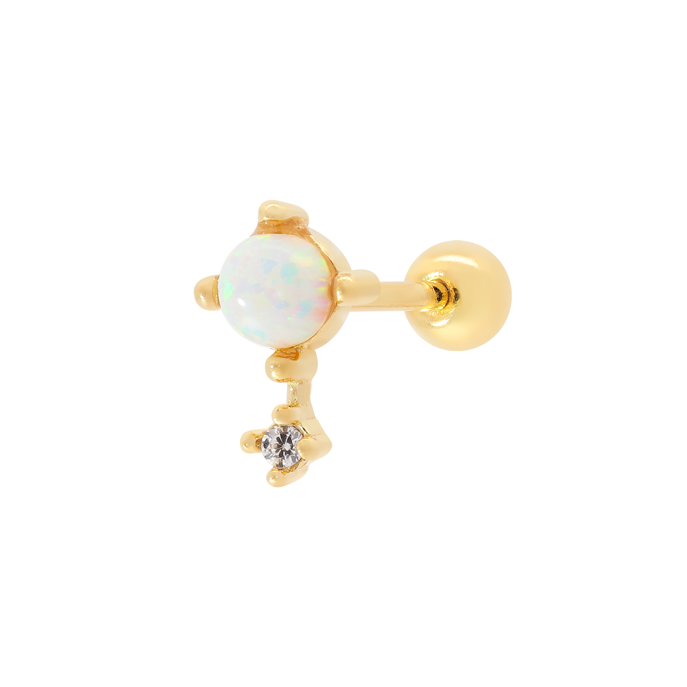 Chance Opal & Gem Tragus Helix & Cartilage Ear Piercing - Gold