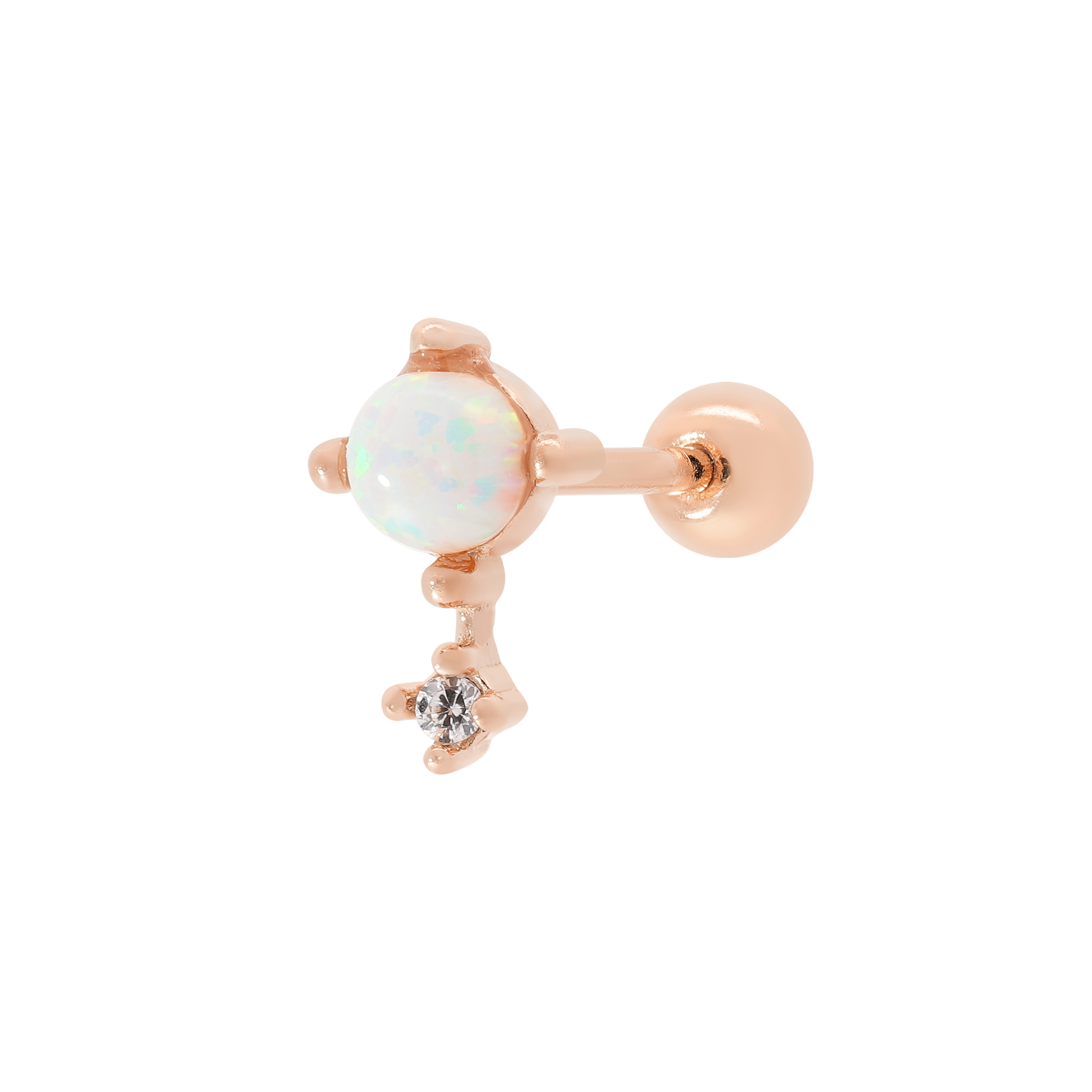 Chance Opal & Gem Tragus Helix & Cartilage Ear Piercing - Rose Gold