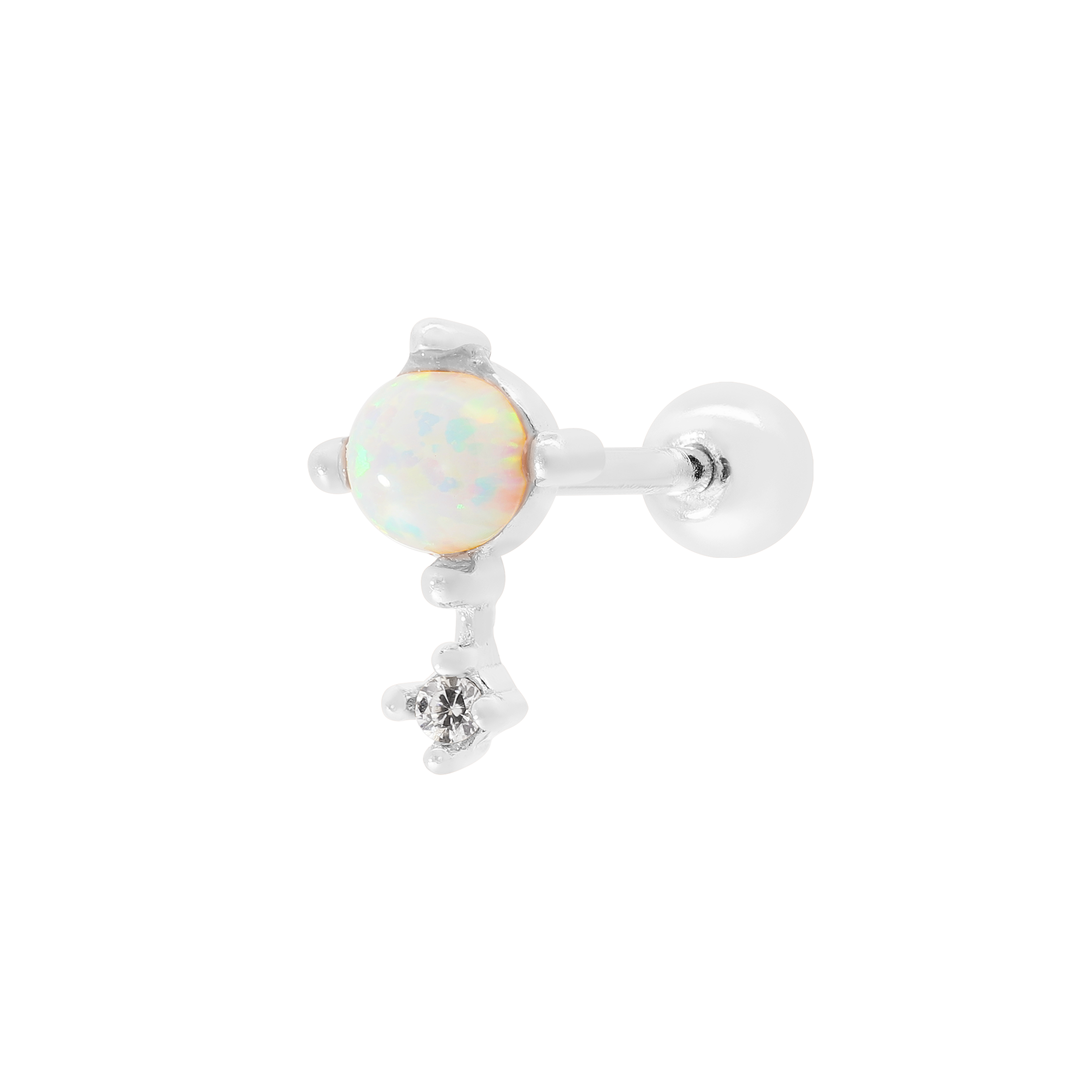 Chance Opal Tragus Helix & Cartilage Ear Piercing - Sterling Silver