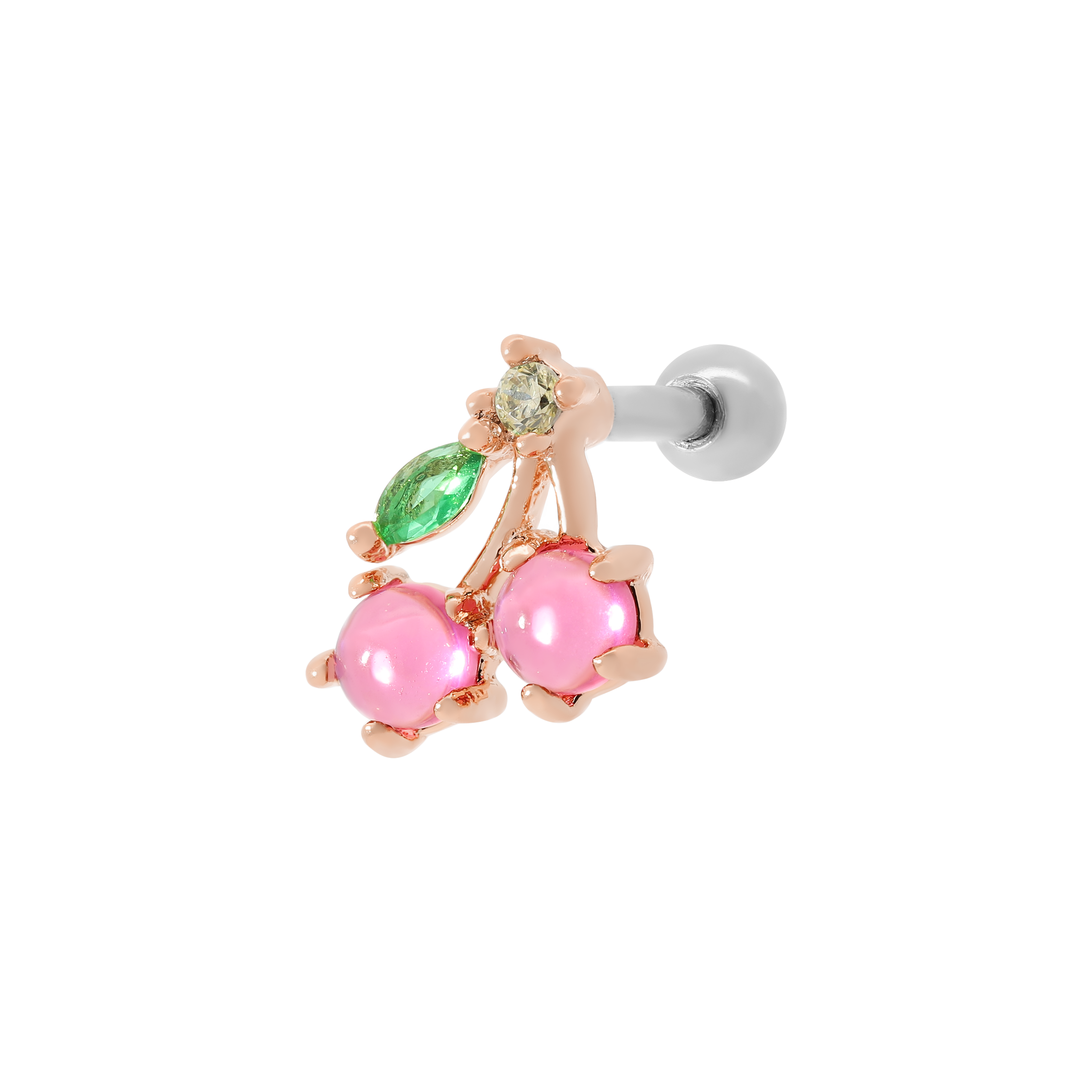 Cherry Pie Gemstone Helix Tragus & Cartilage Ear Piercing - Rose Gold