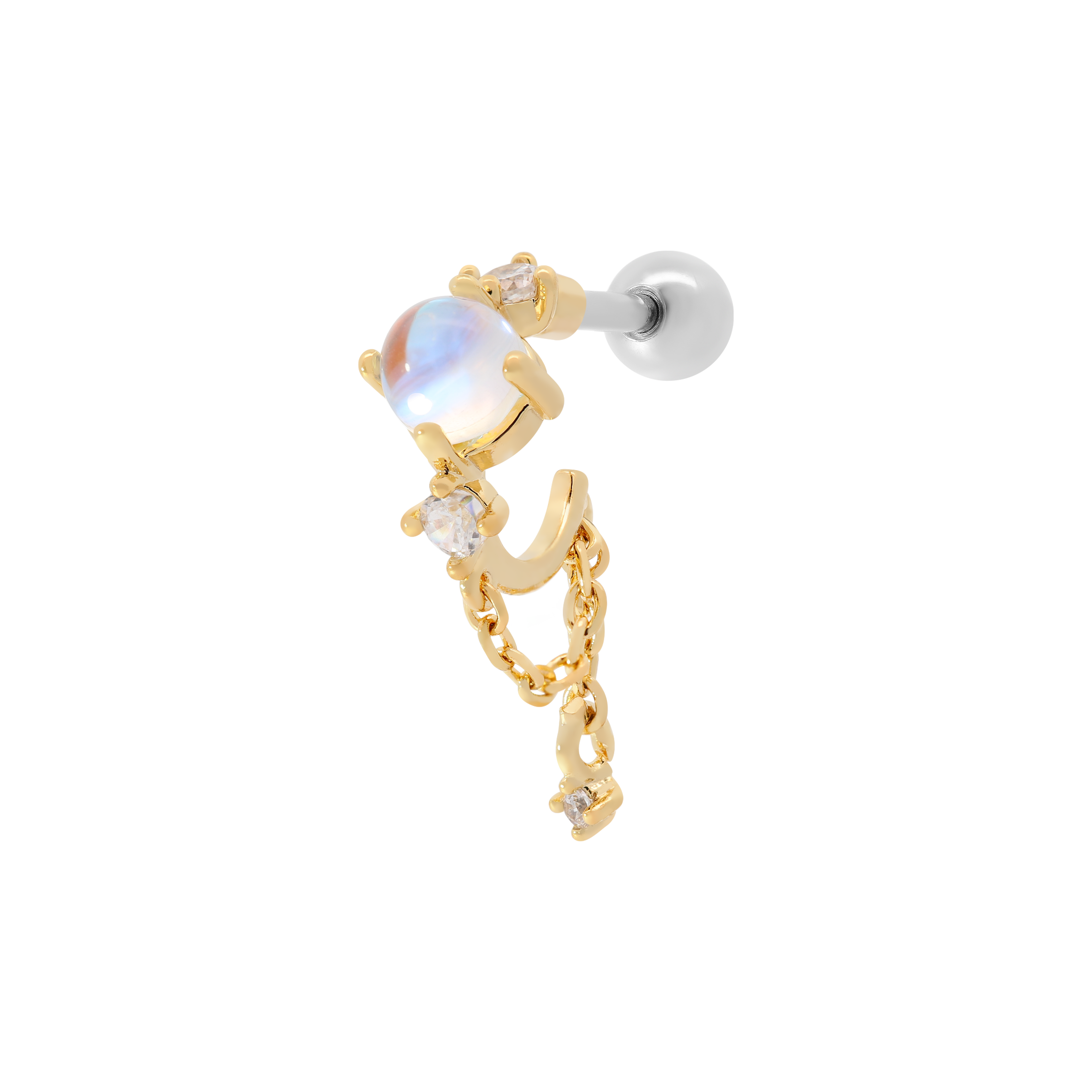Claudette Gemstone Tragus Helix & Cartilage Ear Piercing - Gold