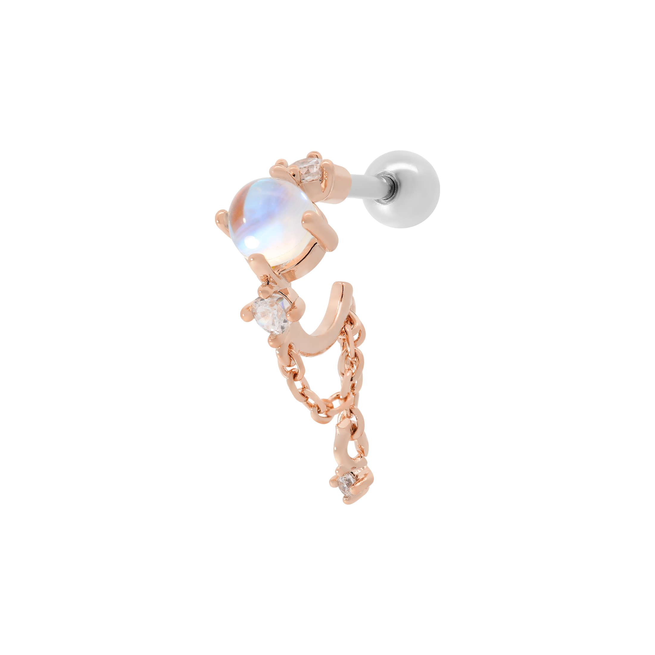 Claudette Gemstone Tragus Helix & Cartilage Ear Piercing - Rose Gold