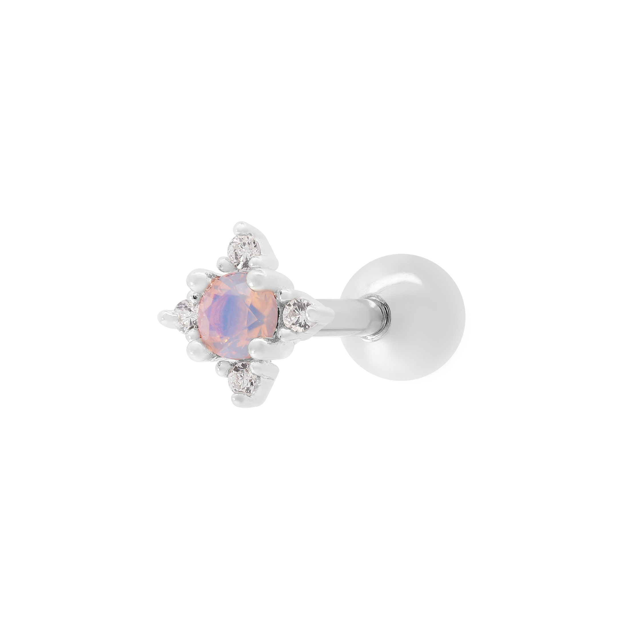 Daphne Gemstone Tragus Helix Cartilage & Conch Ear Piercing - Silver