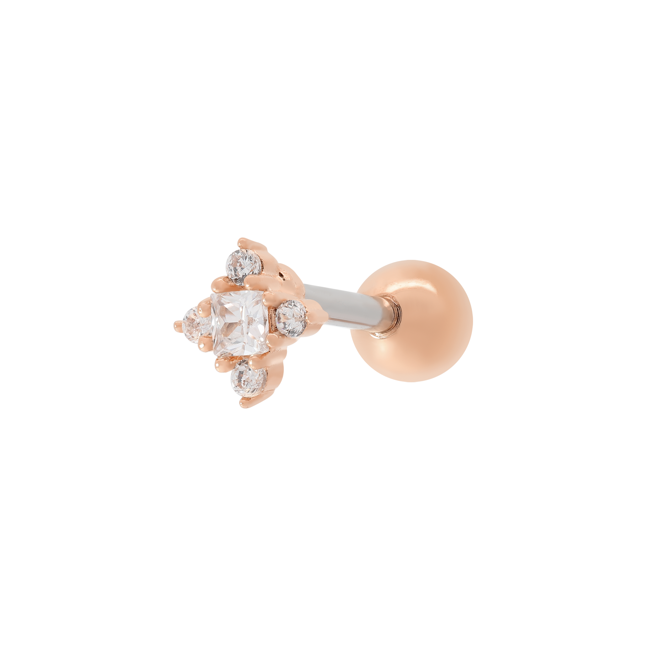 Datum Gemstone Tragus Helix Cartilage & Conch Ear Piercing - Rose Gold