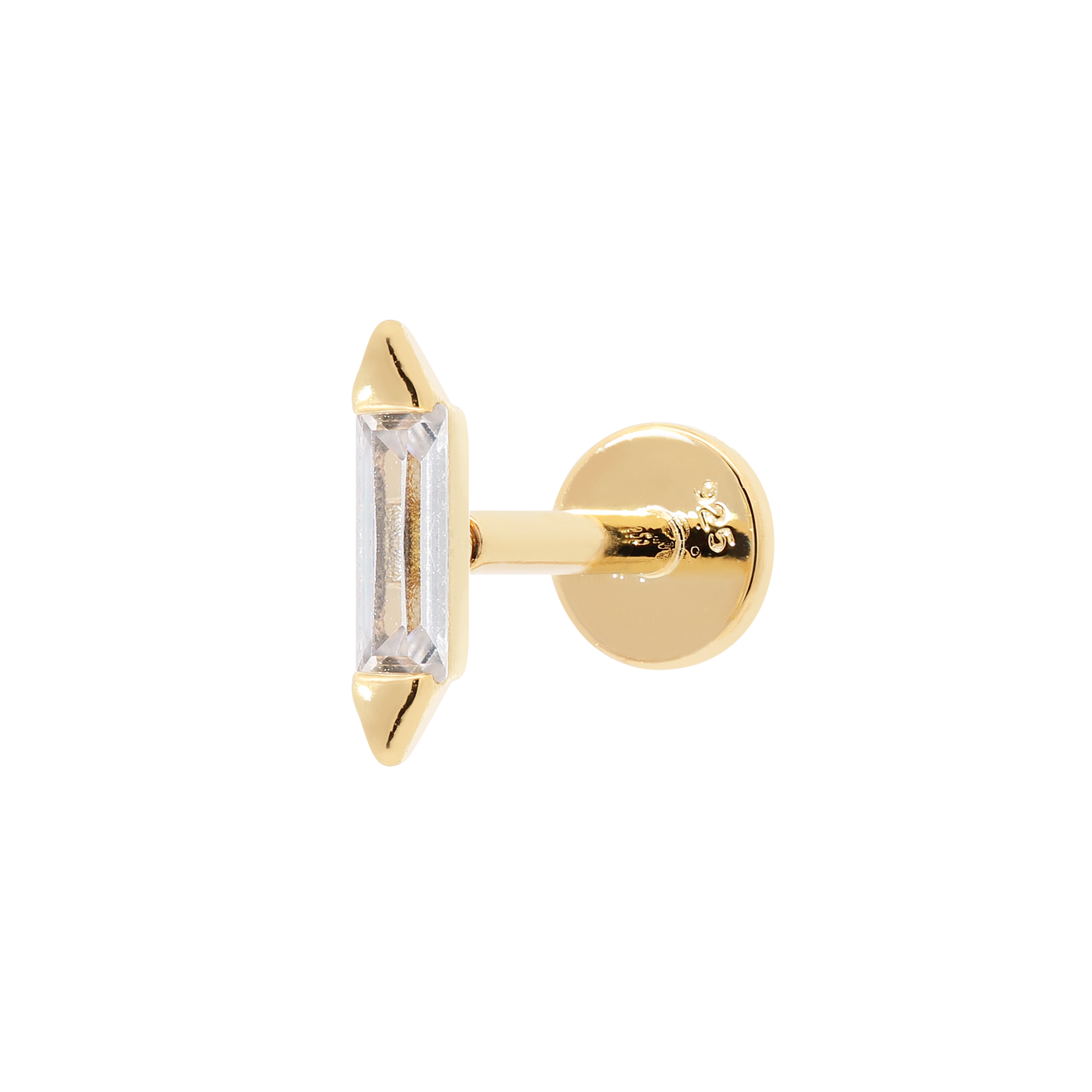 Deco Gemstone Helix Tragus Cartilage & Conch Ear Piercing - Gold