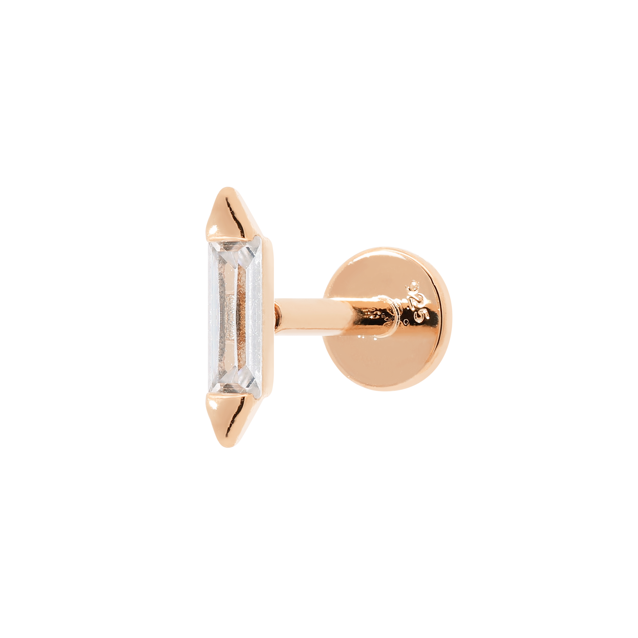 Deco Gemstone Helix Tragus Cartilage & Conch Ear Piercing - Rose Gold
