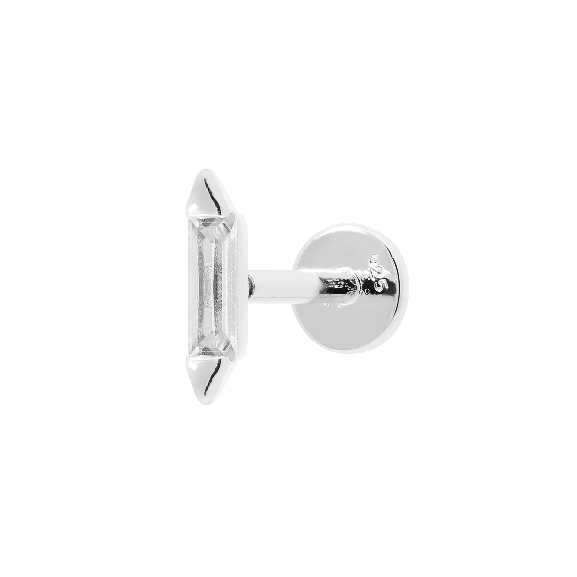 Deco Gemstone Helix Tragus Cartilage & Conch Ear Piercing - Silver