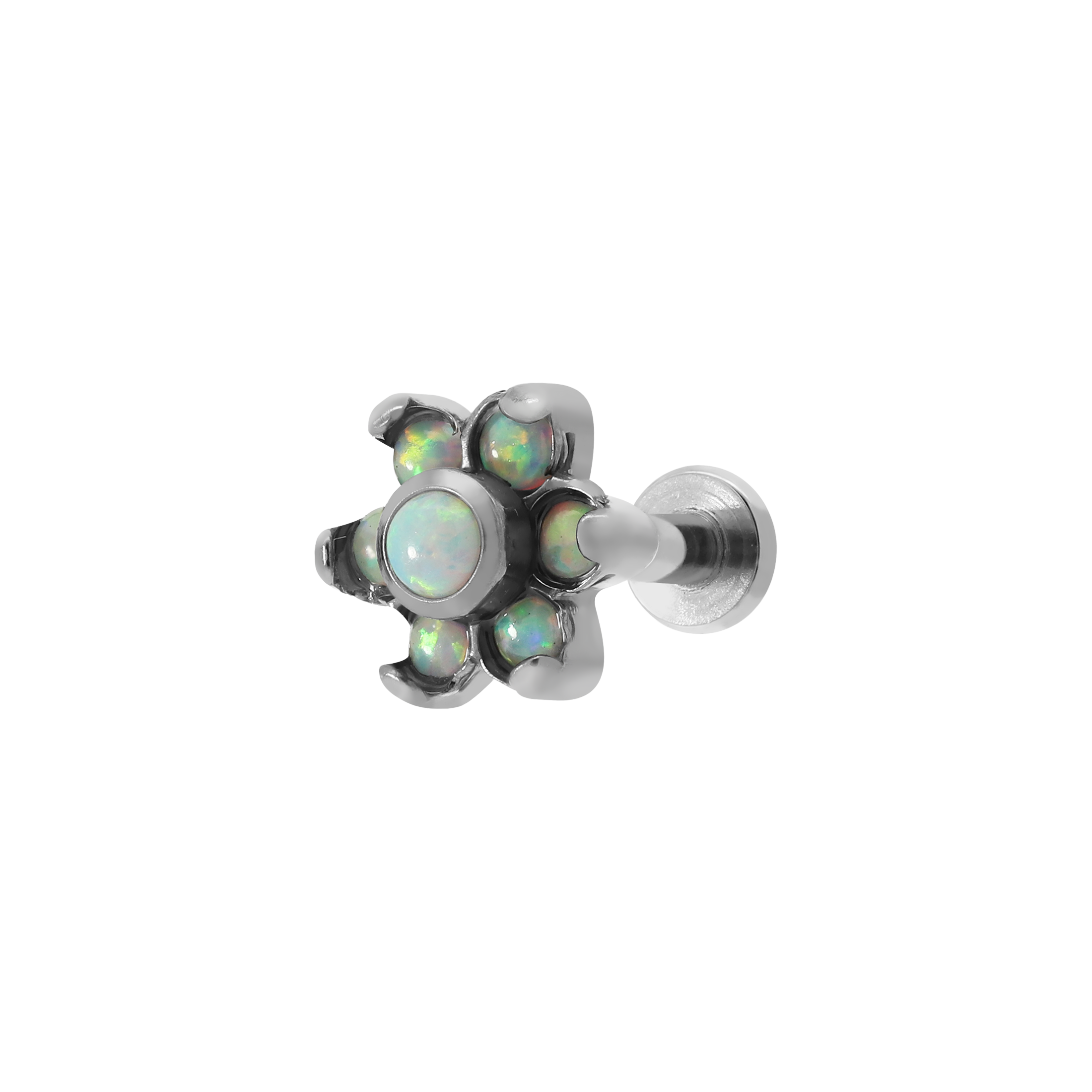 Deity Opal Flower Tragus, Helix & Cartilage Piercing - Titanium