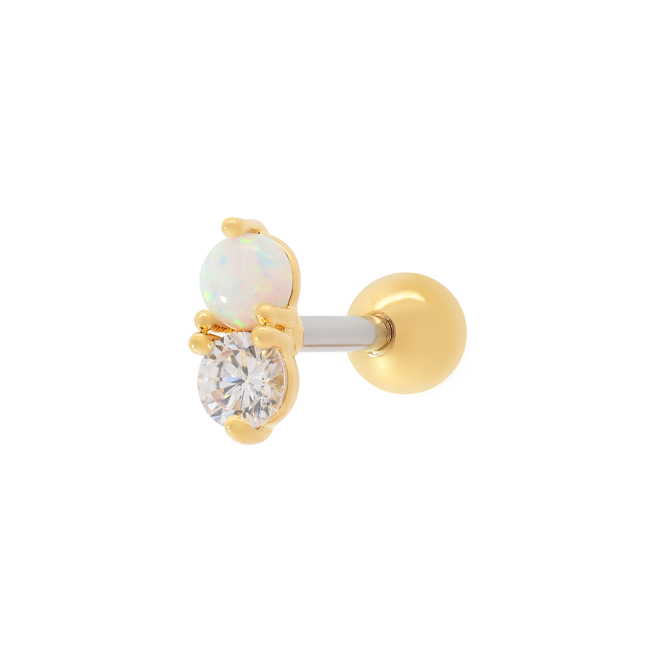 Destiny Gemstone Tragus Helix Cartilage & Conch Ear Piercing - Gold