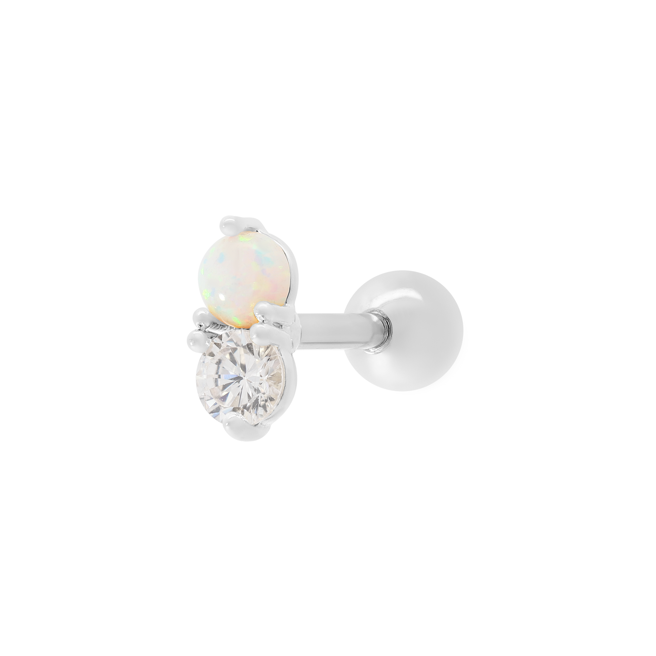 Destiny Gemstone Tragus Helix Cartilage & Conch Ear Piercing - Silver