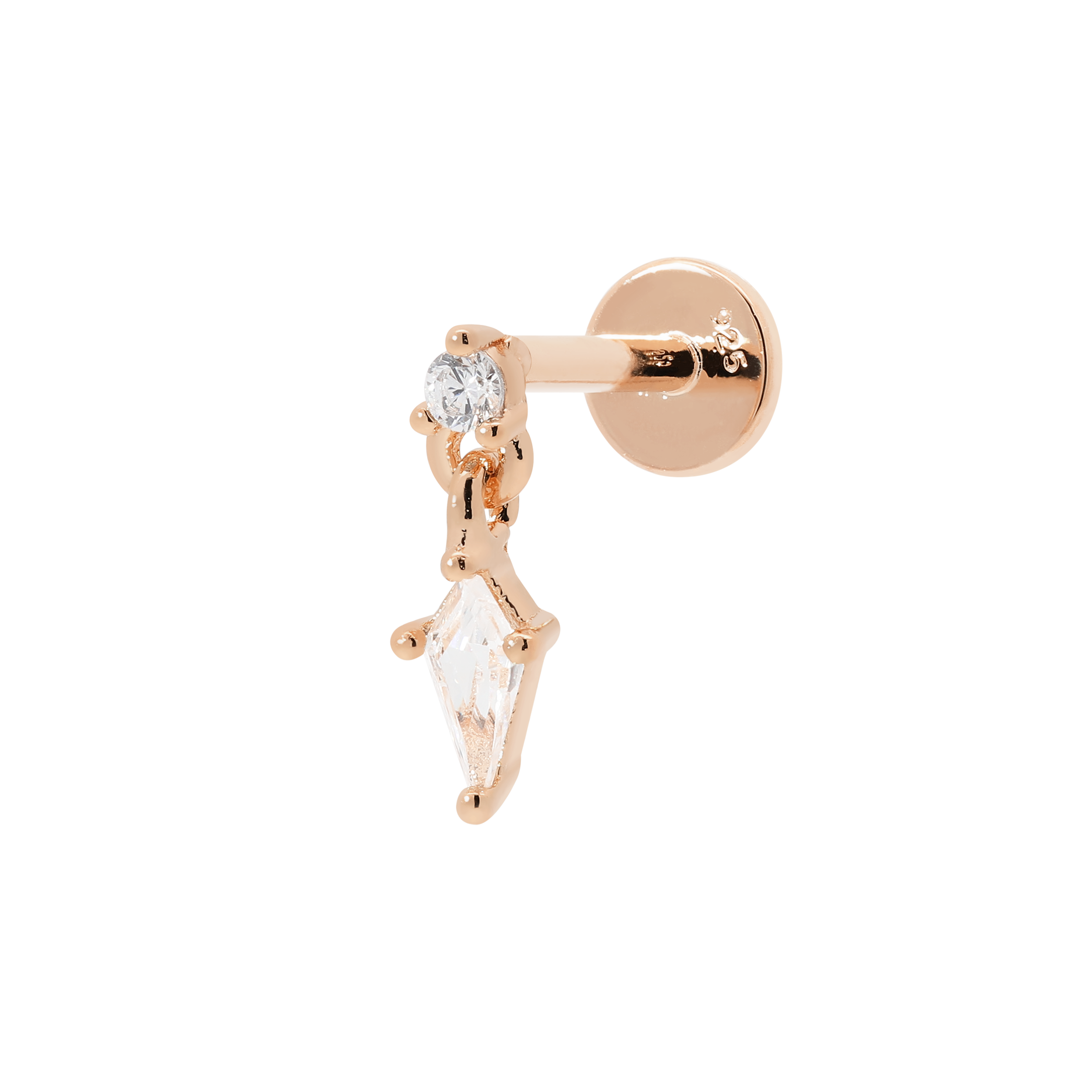 Edge Gemstone Charm Helix Tragus Cartilage & Conch Ear Piercing - Rose Gold