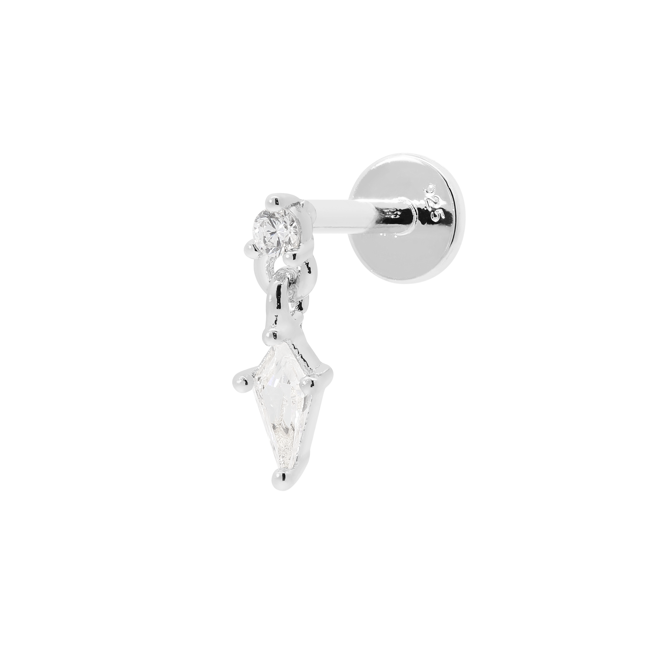 Edge Gemstone Charm Helix Tragus Cartilage & Conch Ear Piercing - Sterling Silver