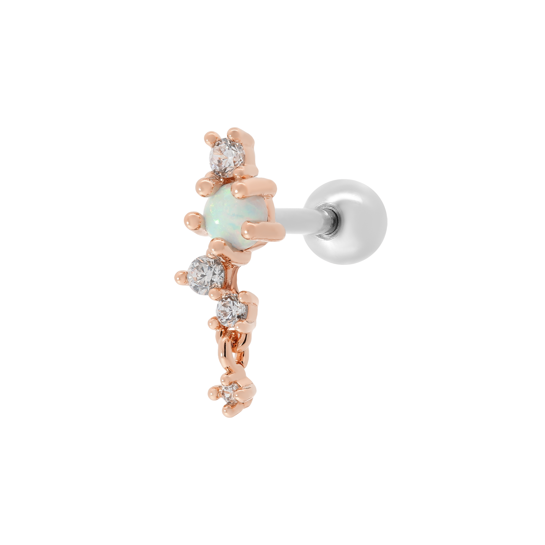 Eileen Gemstone Helix Tragus & Cartilage Ear Piercing - Rose Gold