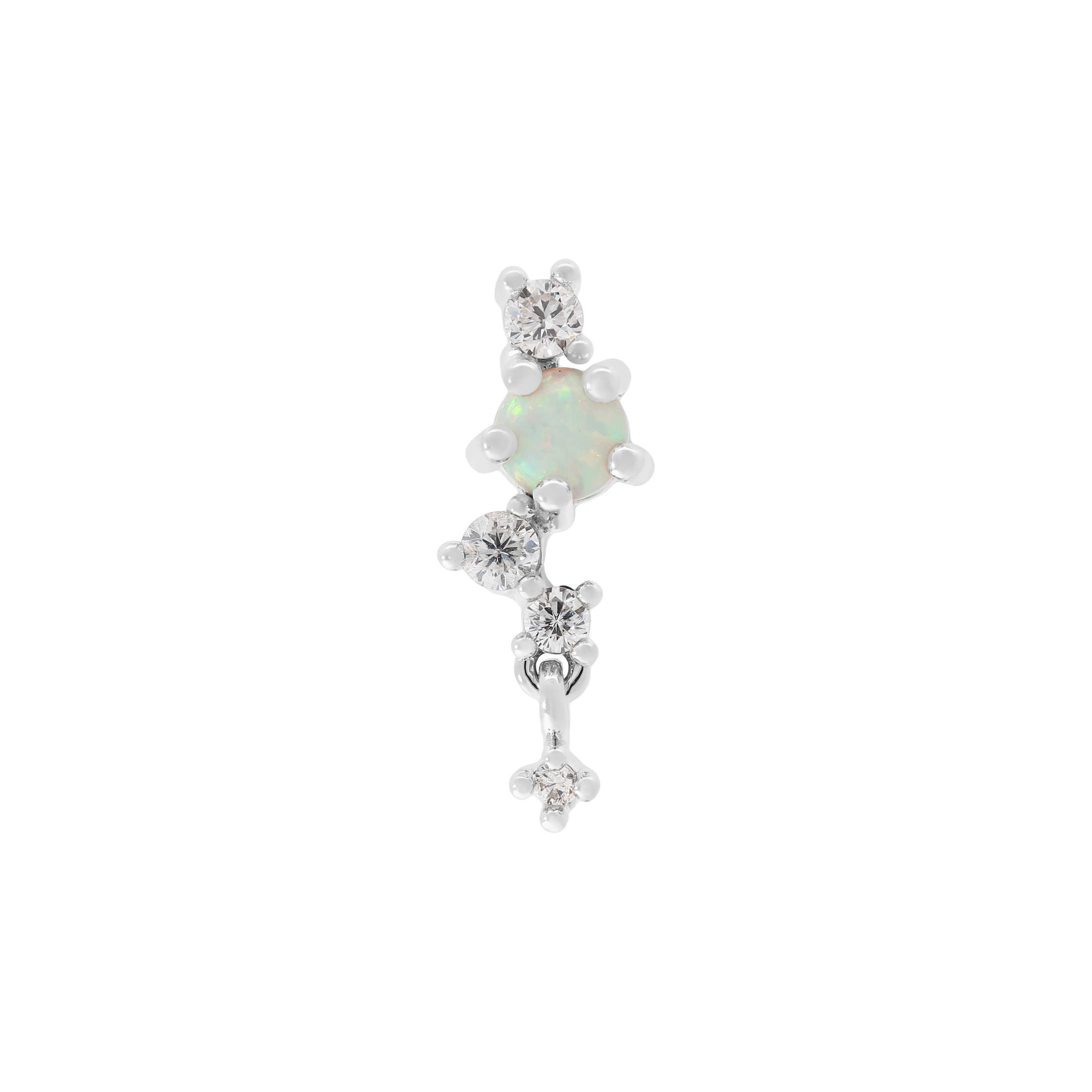 Eileen Opal & Gemstone Helix Tragus & Cartilage Ear Piercing 2 - Silver