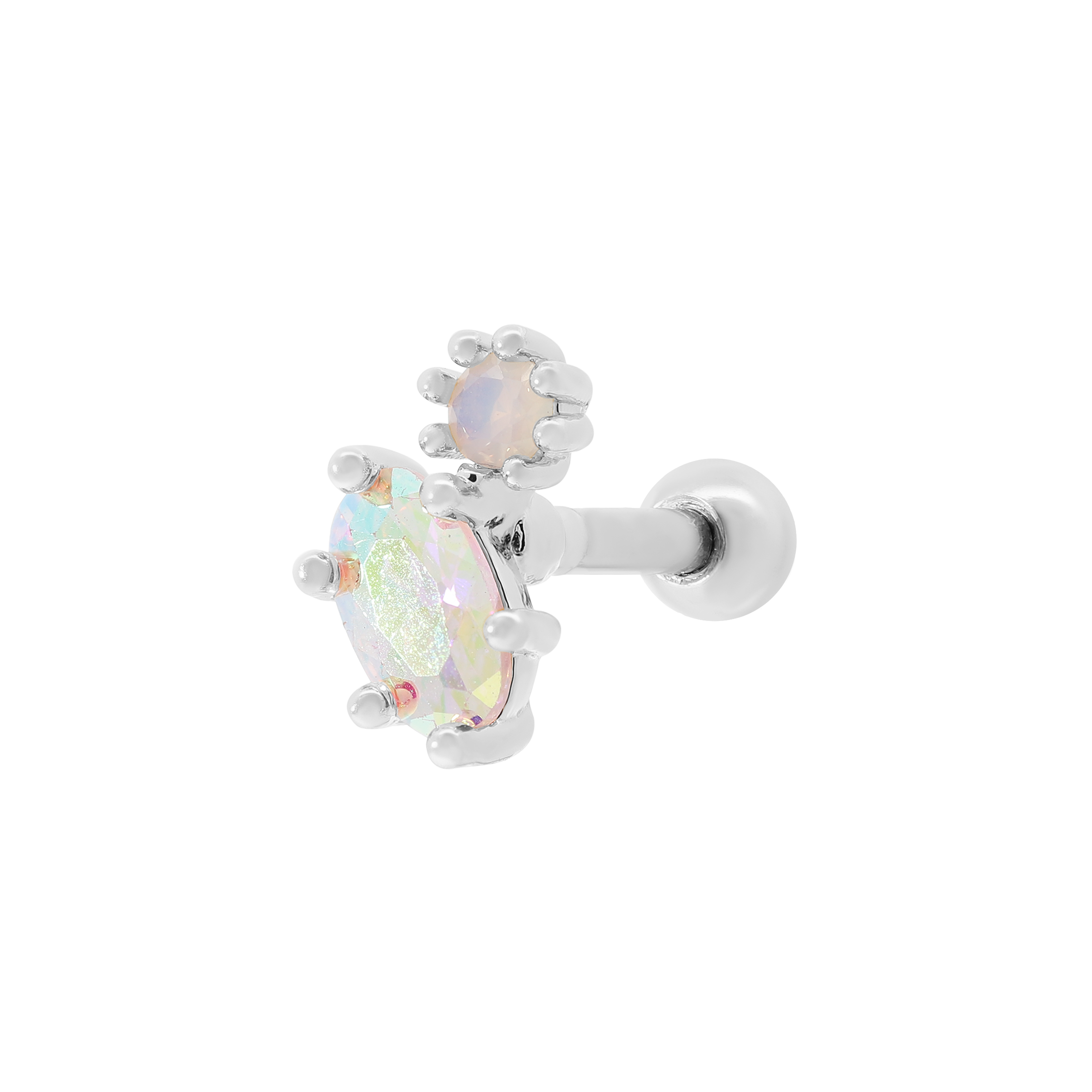 Elvie Gemstone Helix Tragus Cartilage & Conch Ear Piercing - Silver