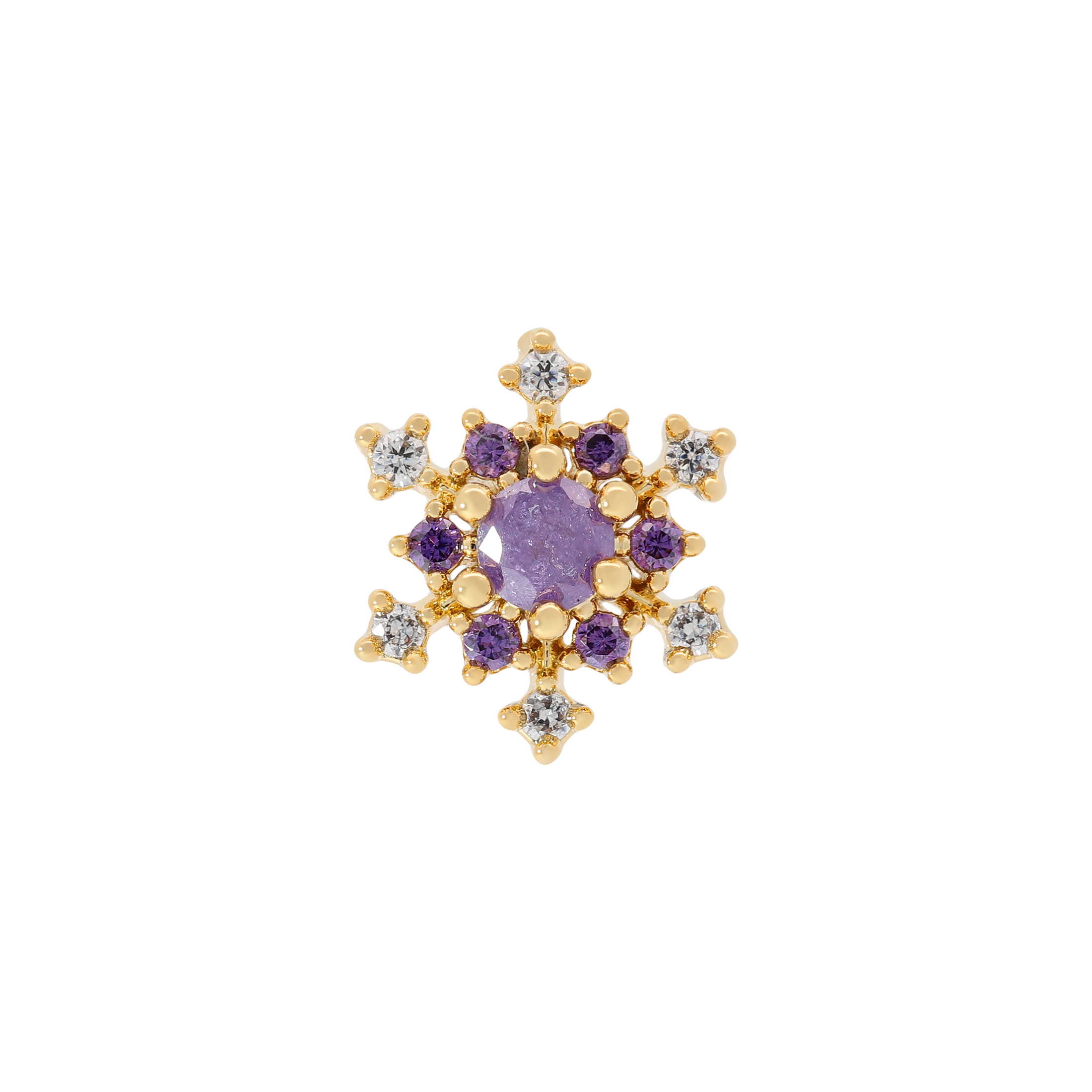 Fractal Gemstone Helix Tragus Cartilage & Conch Ear Piercing 2 - Gold