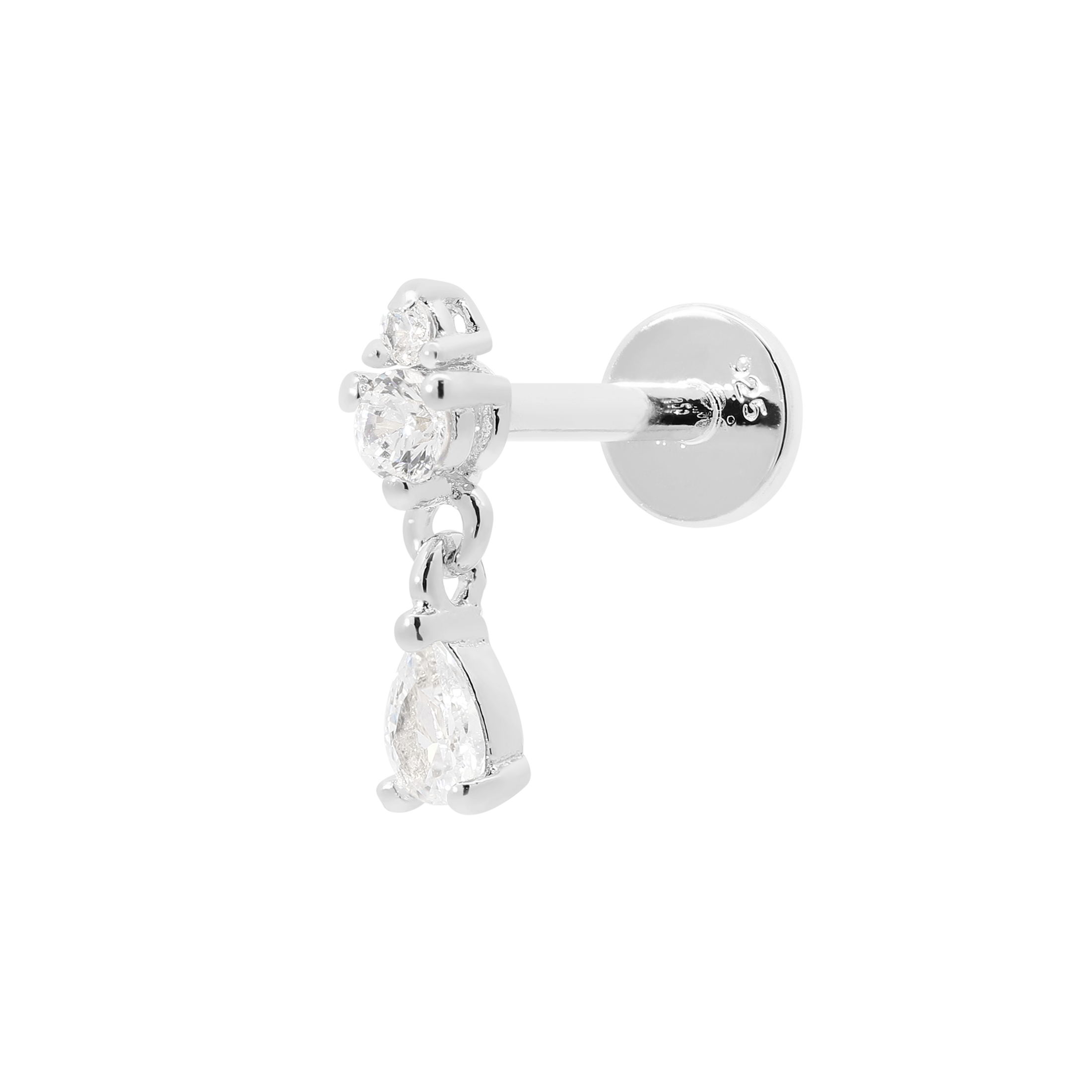 Latch Gem Helix Tragus Cartilage & Conch Ear Piercing - Silver