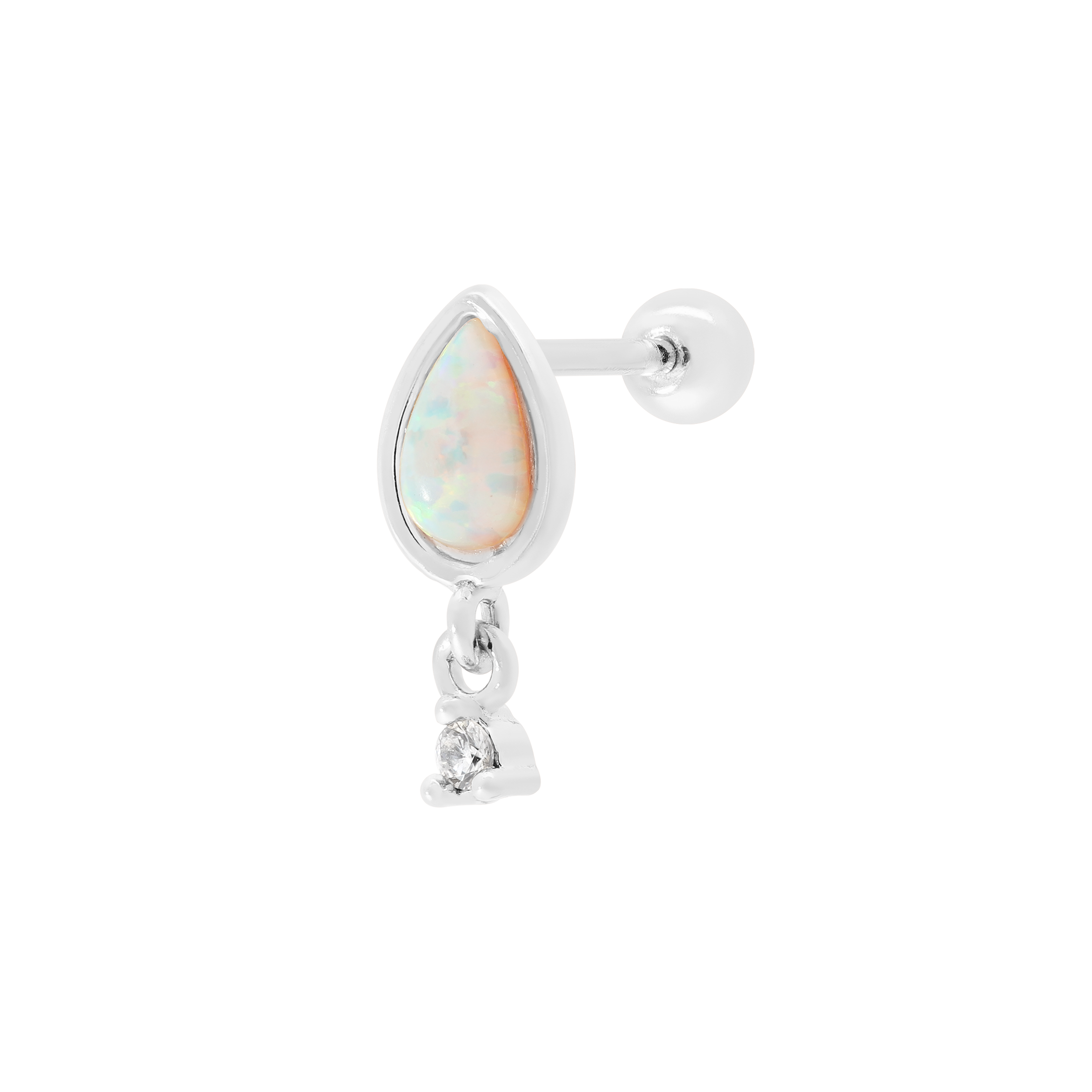 Lucid Opal Tragus Helix & Cartilage Ear Piercing - Sterling Silver