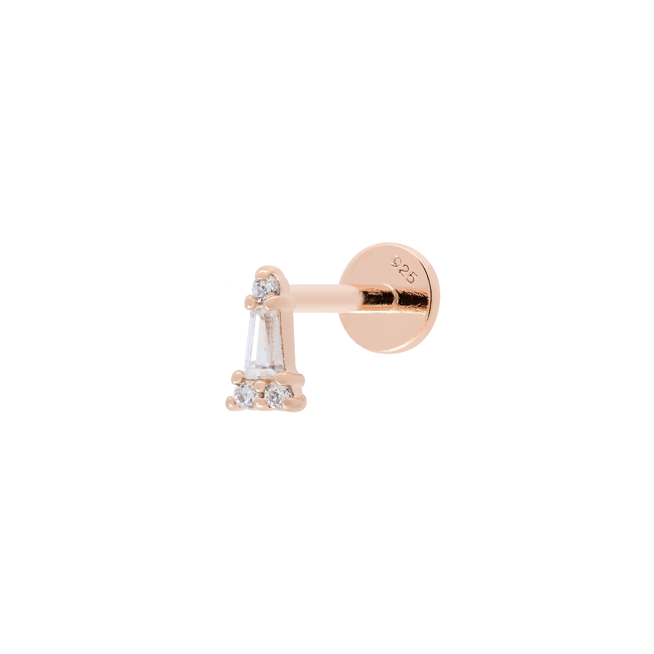 Lyra Tapered Gemstone Helix & Cartilage Ear Piercing - Rose Gold