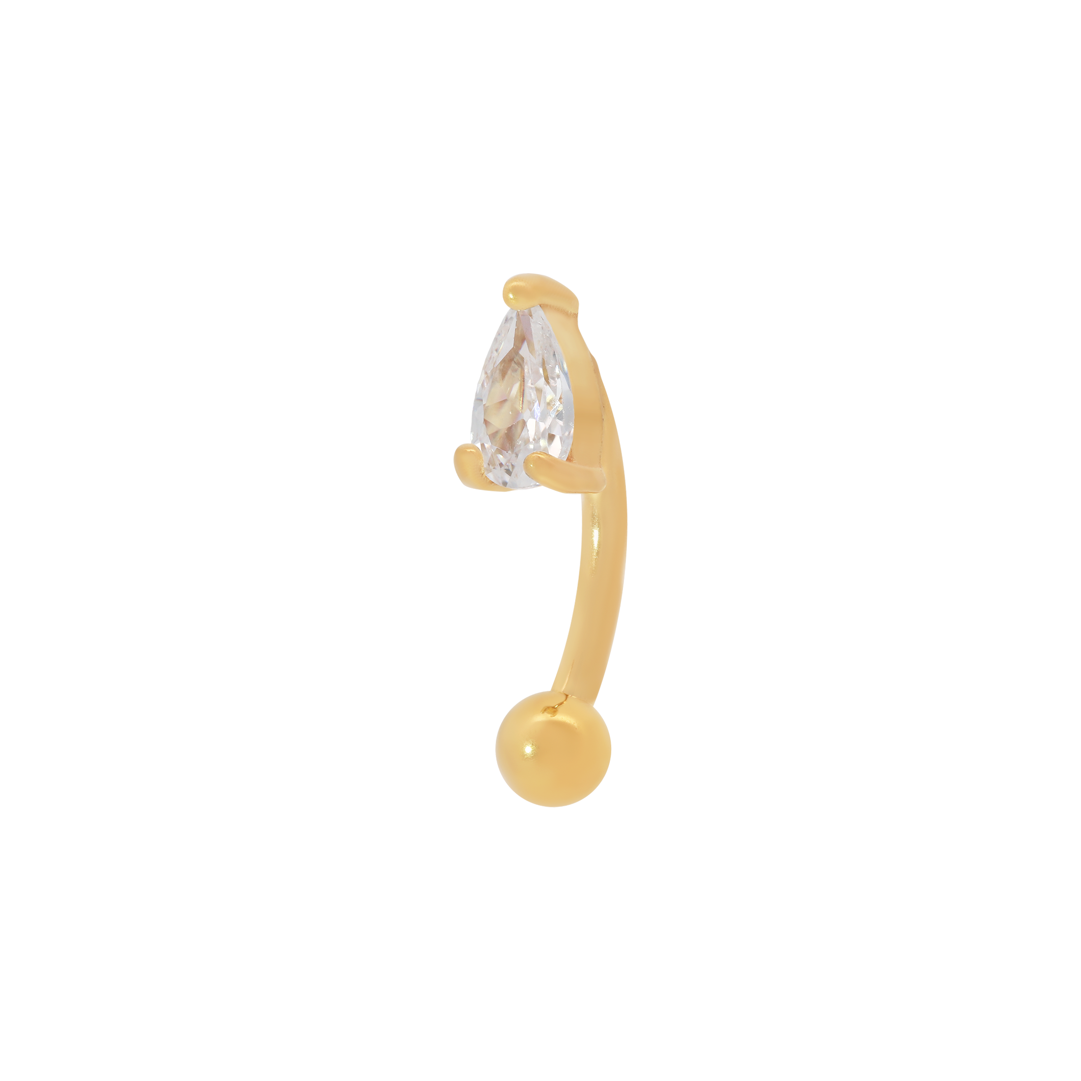 Mania Teardrop Gemstone Rook Curved Barbell Piercing - Gold