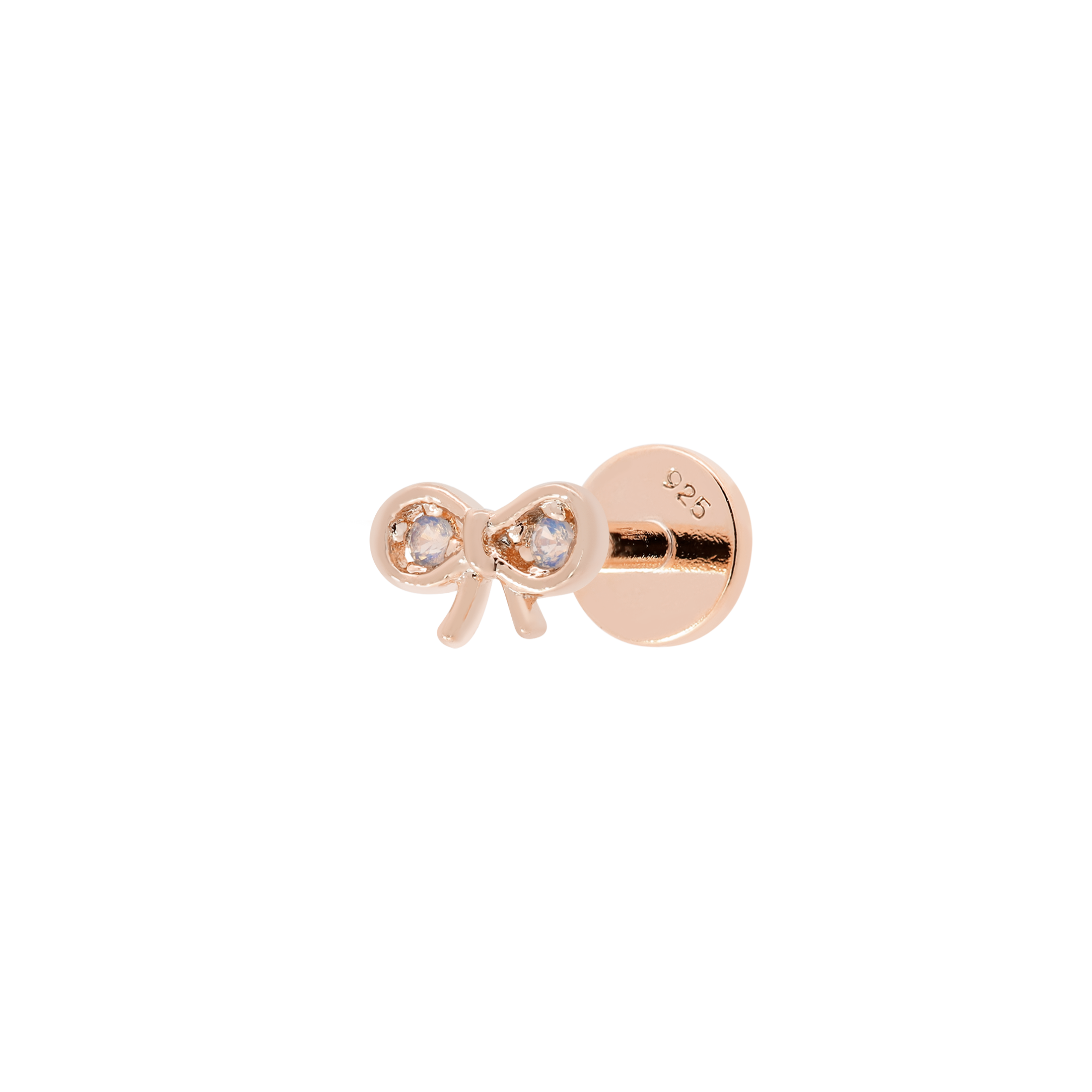 Mira Bow Moonstone Helix Tragus & Cartilage Ear Piercing - Rose Gold