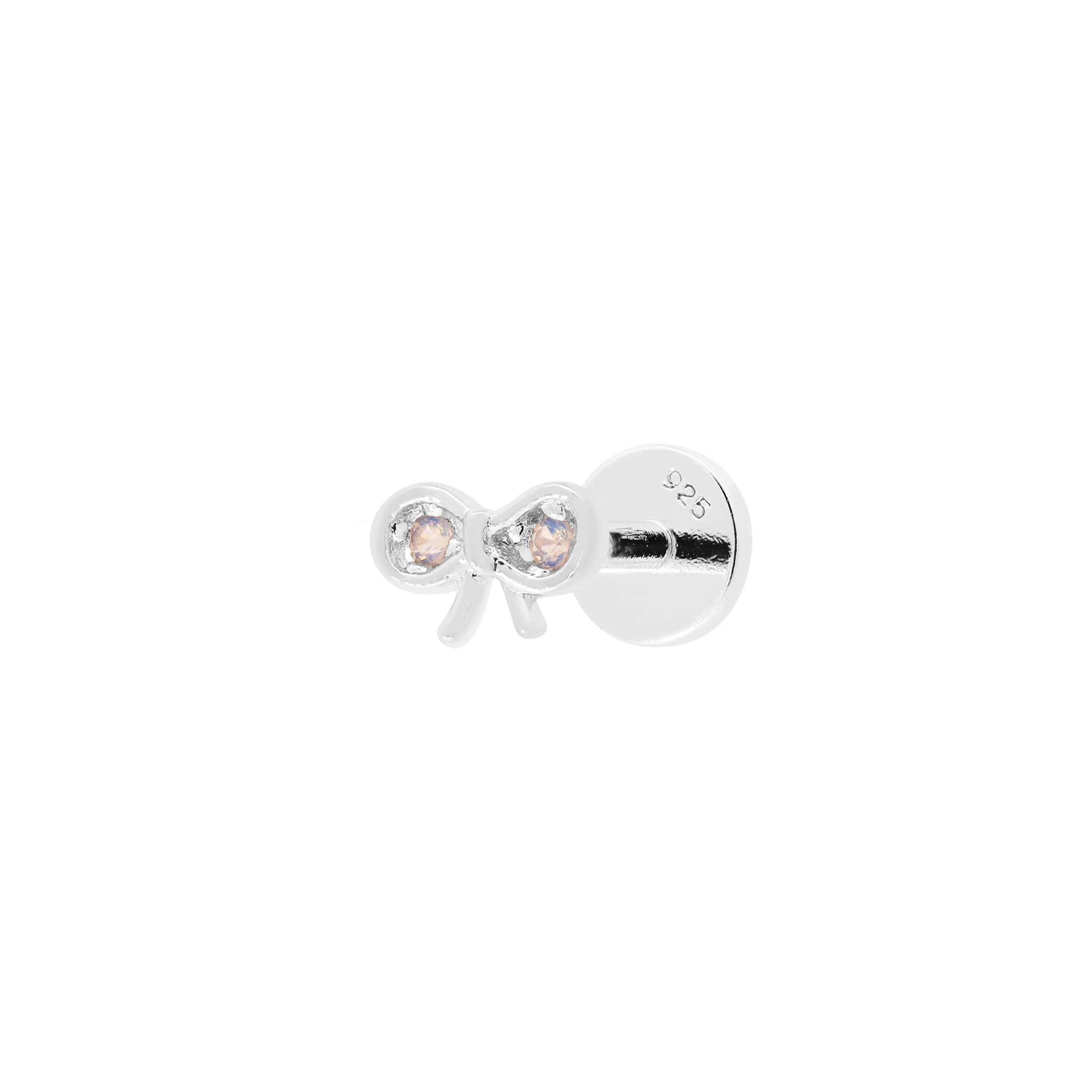 Mira Bow Moonstone Helix Tragus & Cartilage Ear Piercing - Sterling Silver