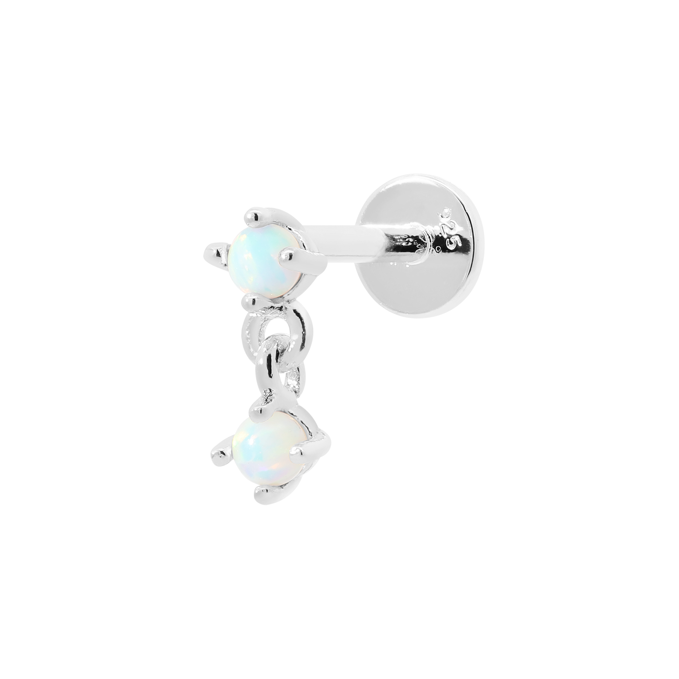 Mystic Opal Helix Tragus Cartilage & Conch Ear Piercing - Silver