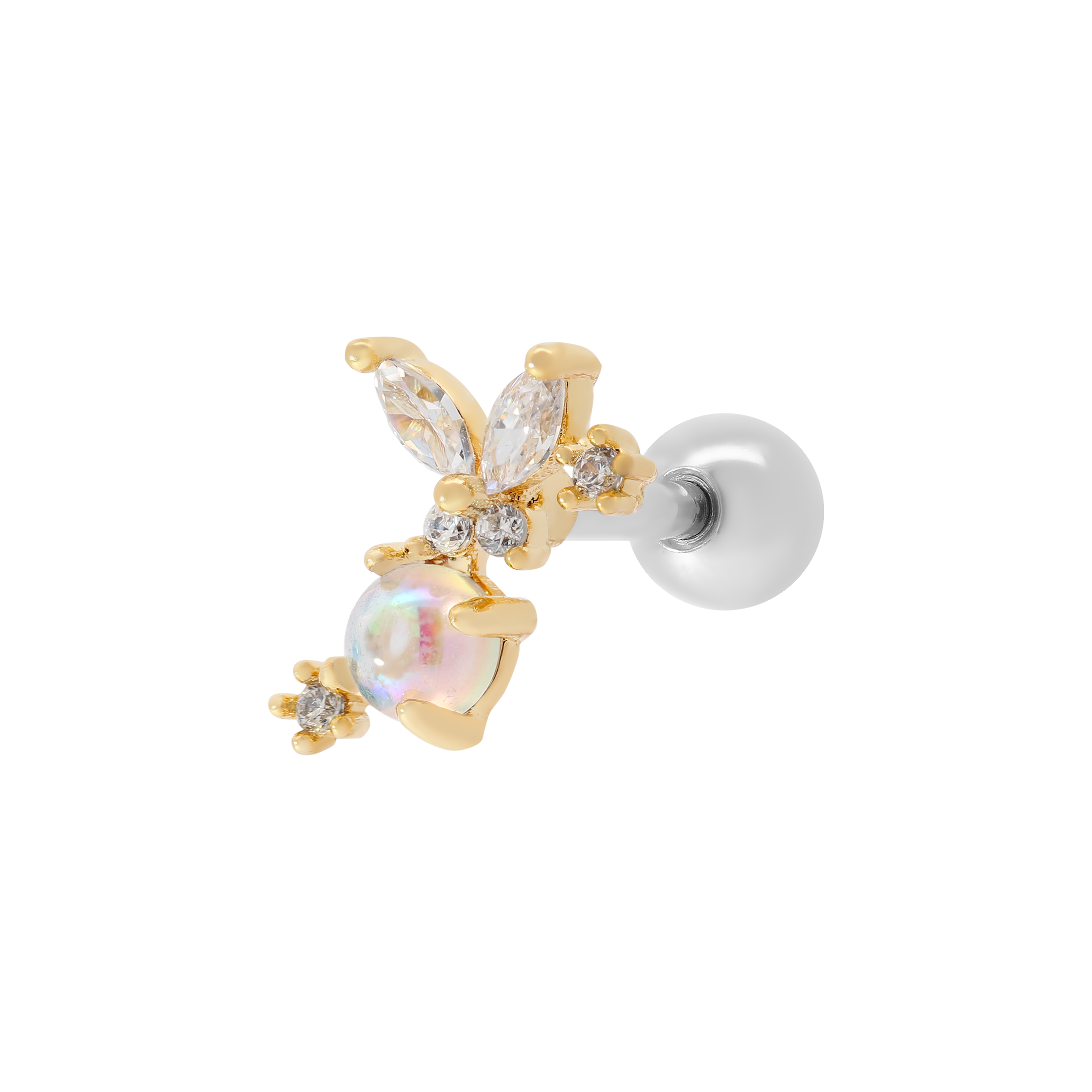 Nectar Gemstone Helix Tragus Cartilage & Conch Ear Piercing - Gold