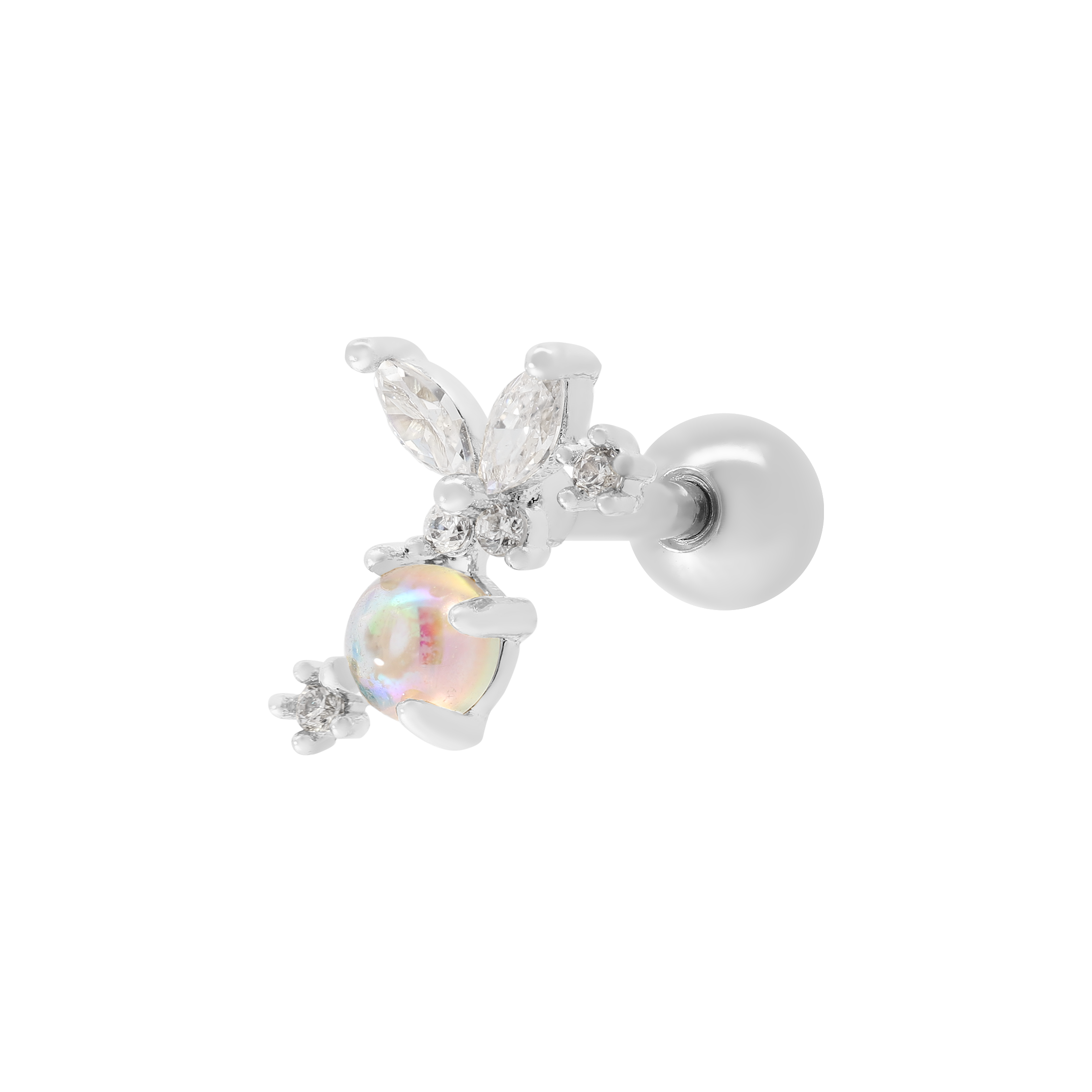 Nectar Gemstone Helix Tragus Cartilage & Conch Ear Piercing - Silver