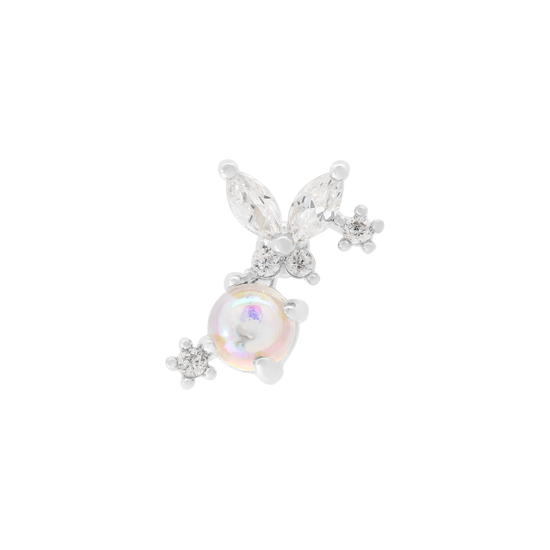 Nectar Gemstone Helix Tragus Cartilage & Conch Ear Piercing 2 - Silver