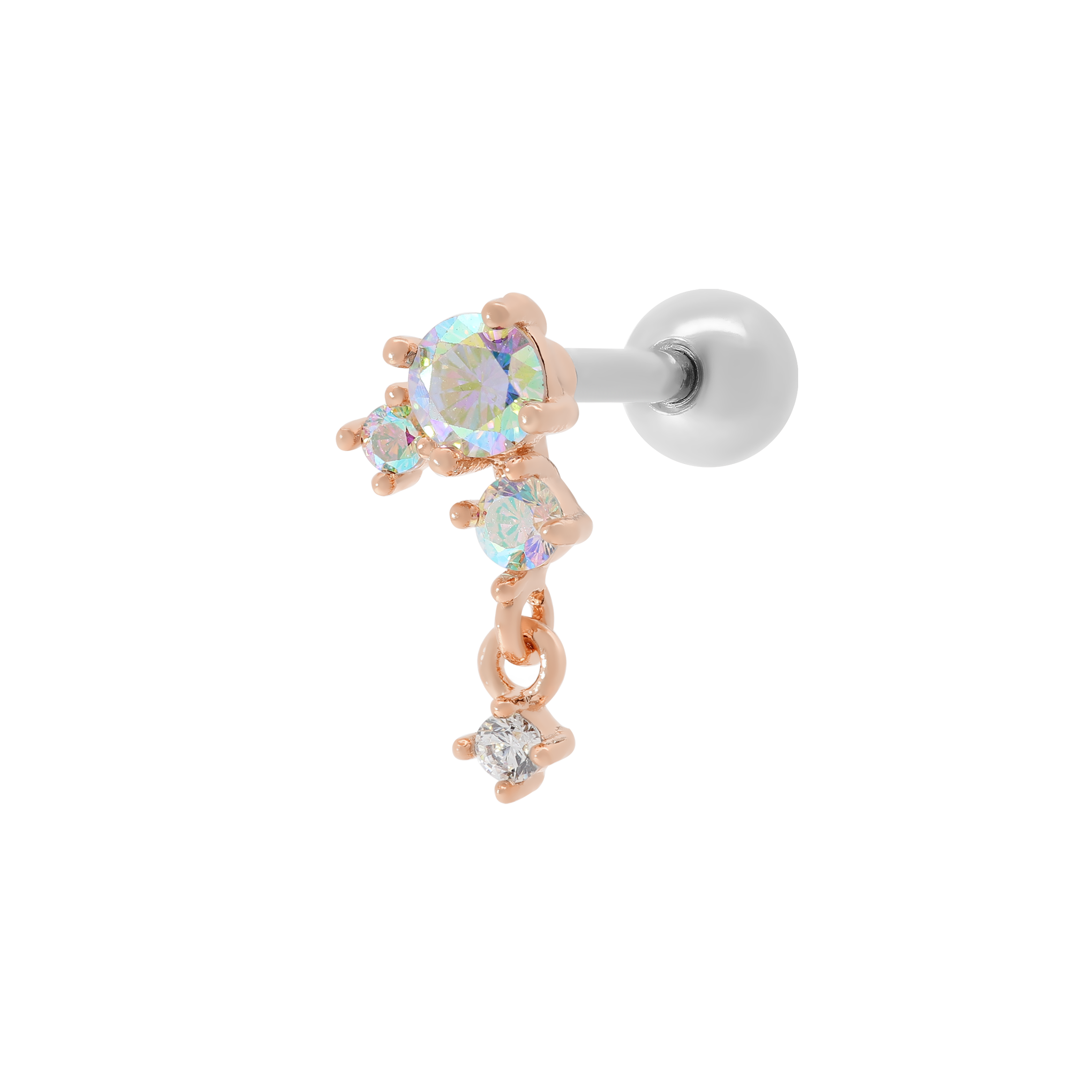 Oasis Gemstone Charm Helix Tragus & Cartilage Ear Piercing - Rose Gold