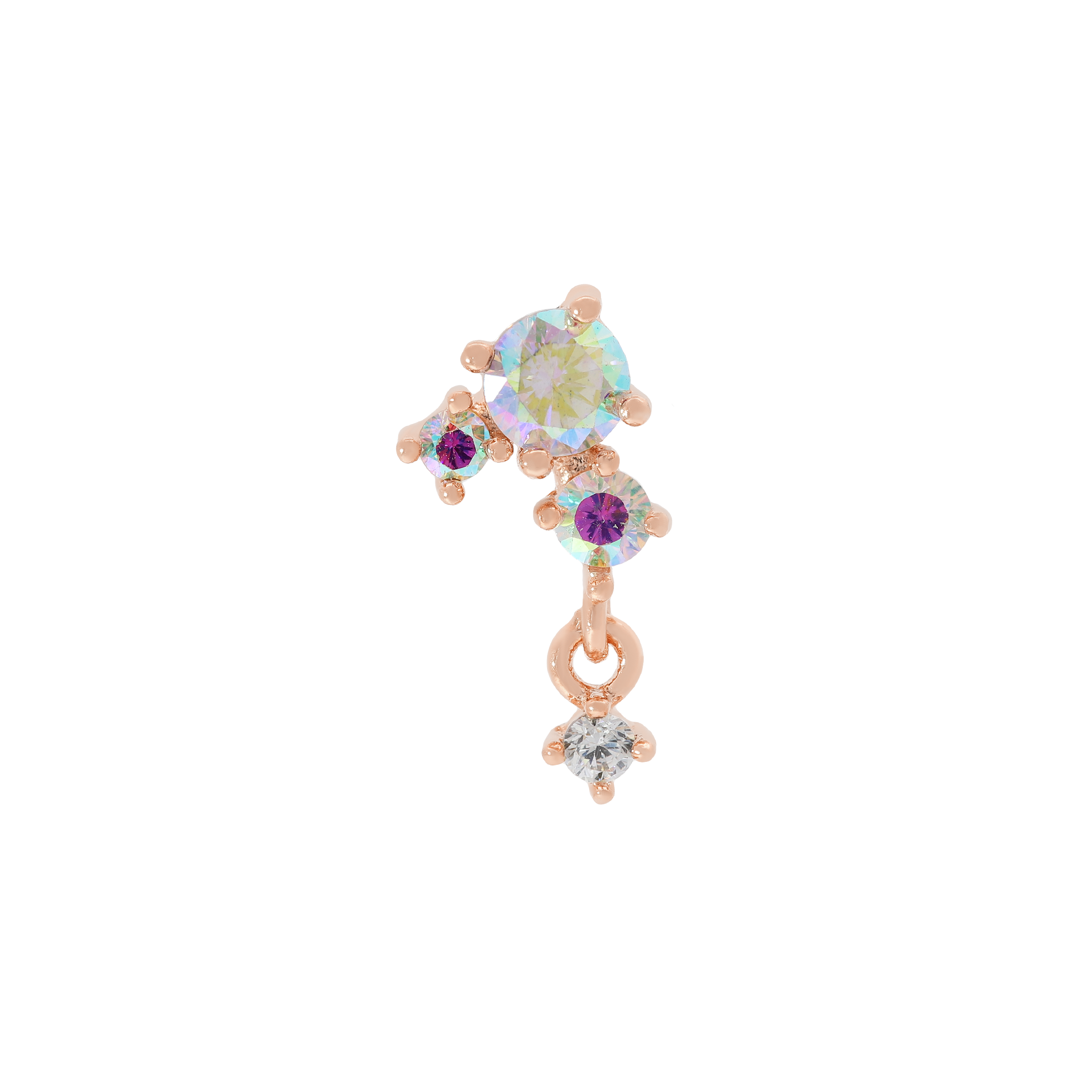 Oasis Gemstone Charm Helix Tragus & Cartilage Ear Piercing 2 - Rose Gold