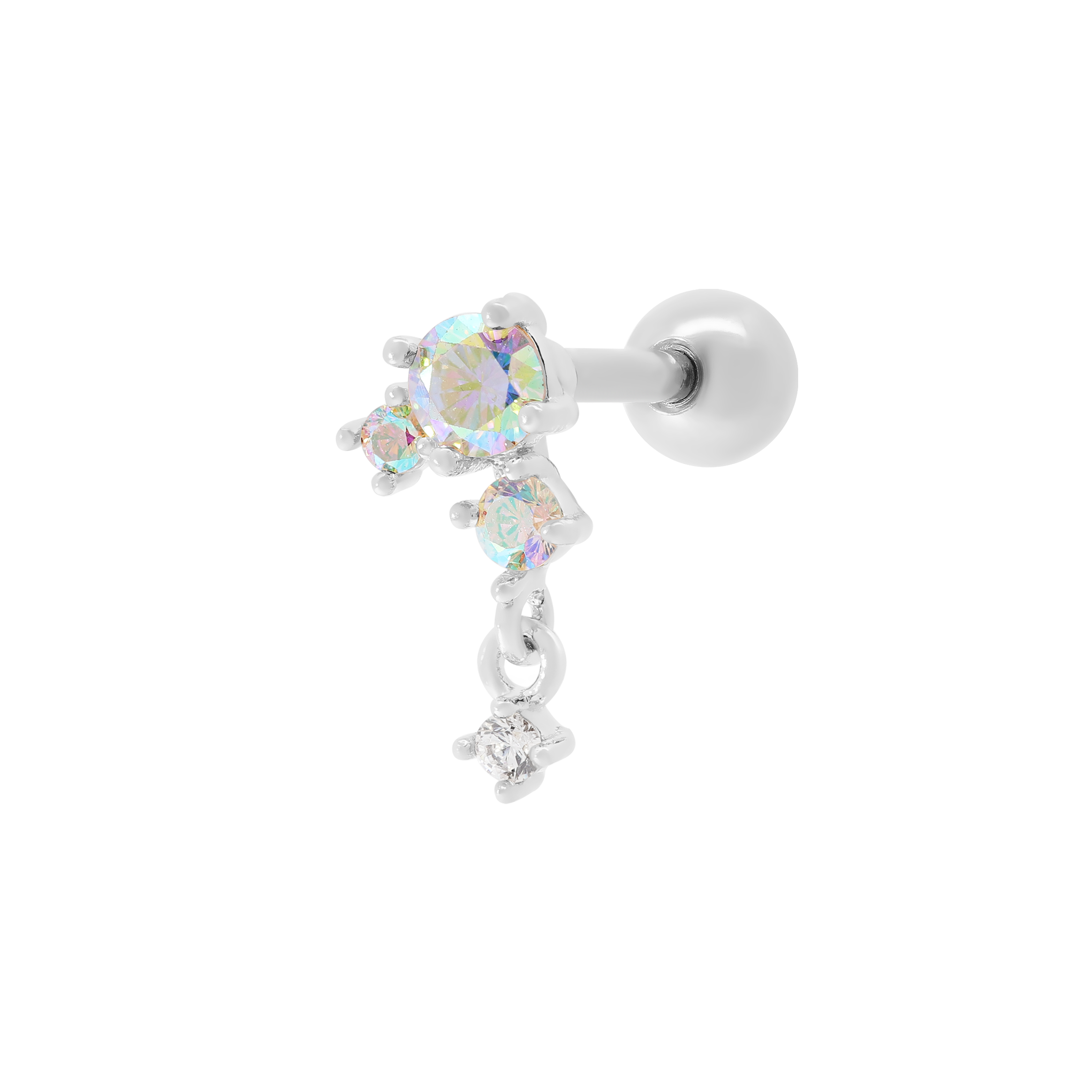 Oasis Gemstone Charm Helix Tragus & Cartilage Ear Piercing - Silver