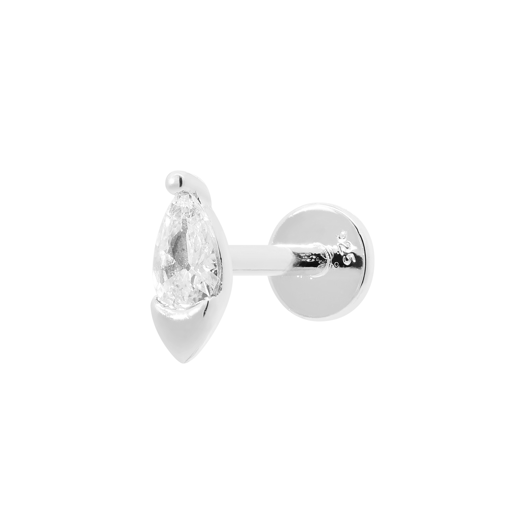 Olivia Gemstone Helix Tragus Cartilage & Conch Ear Piercing - Silver