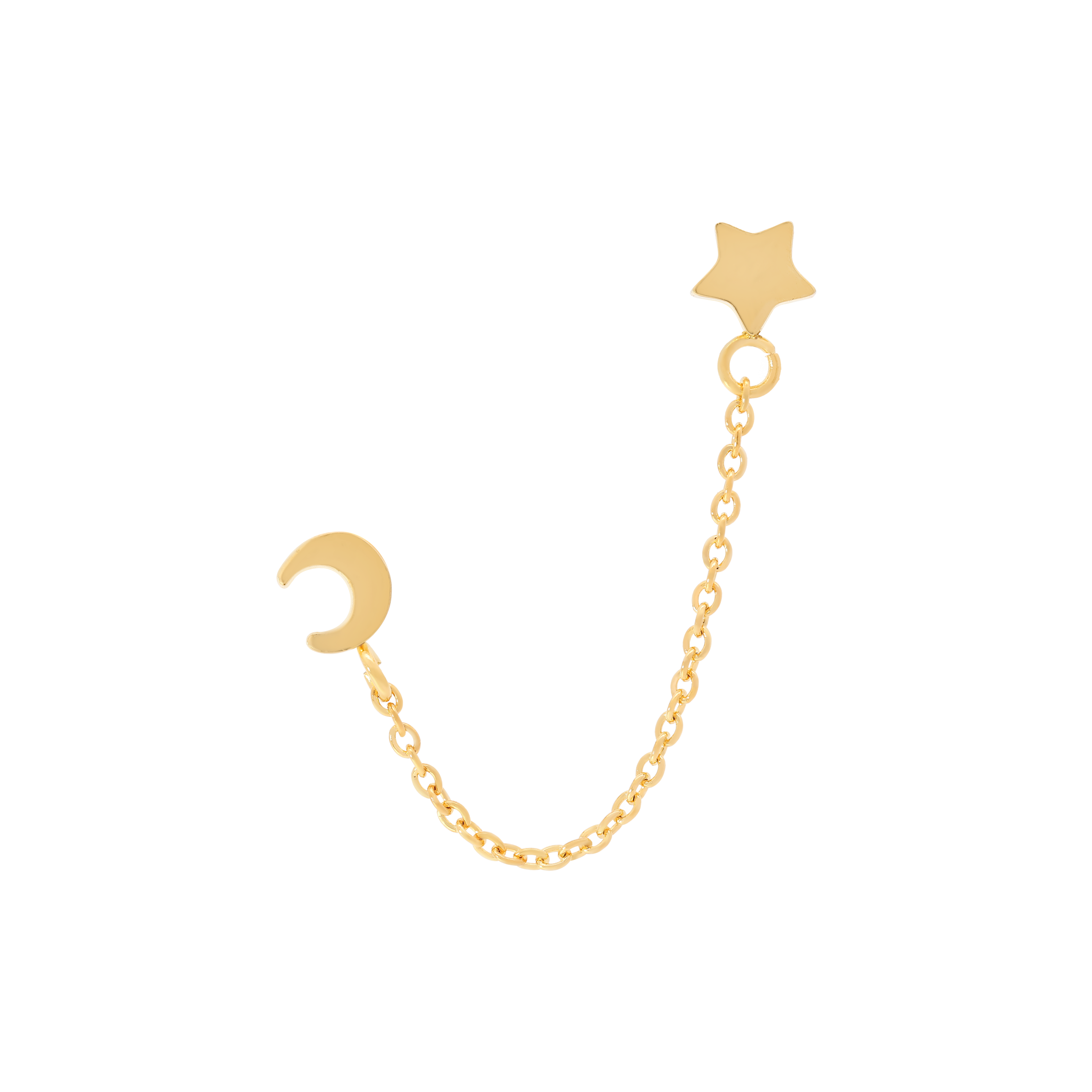 Orbit Moon & Star Chain Tragus Helix & Cartilage Ear Piercing - Gold