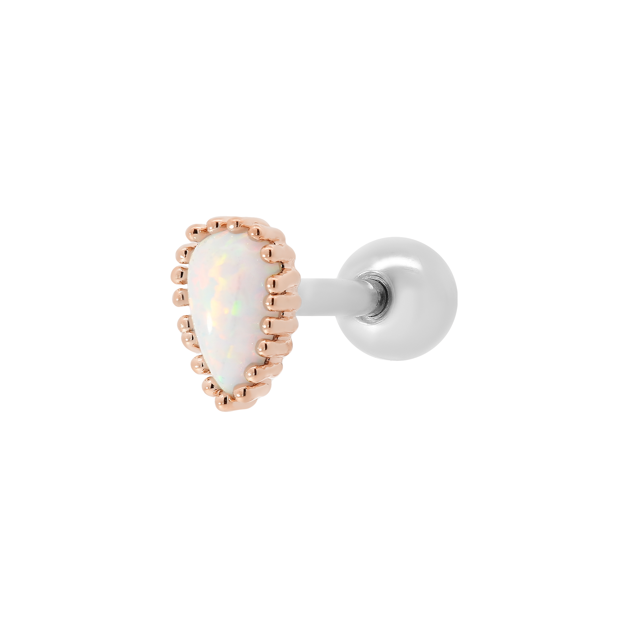 Penelope Opal Helix Tragus Cartilage & Conch Ear Piercing - Rose Gold