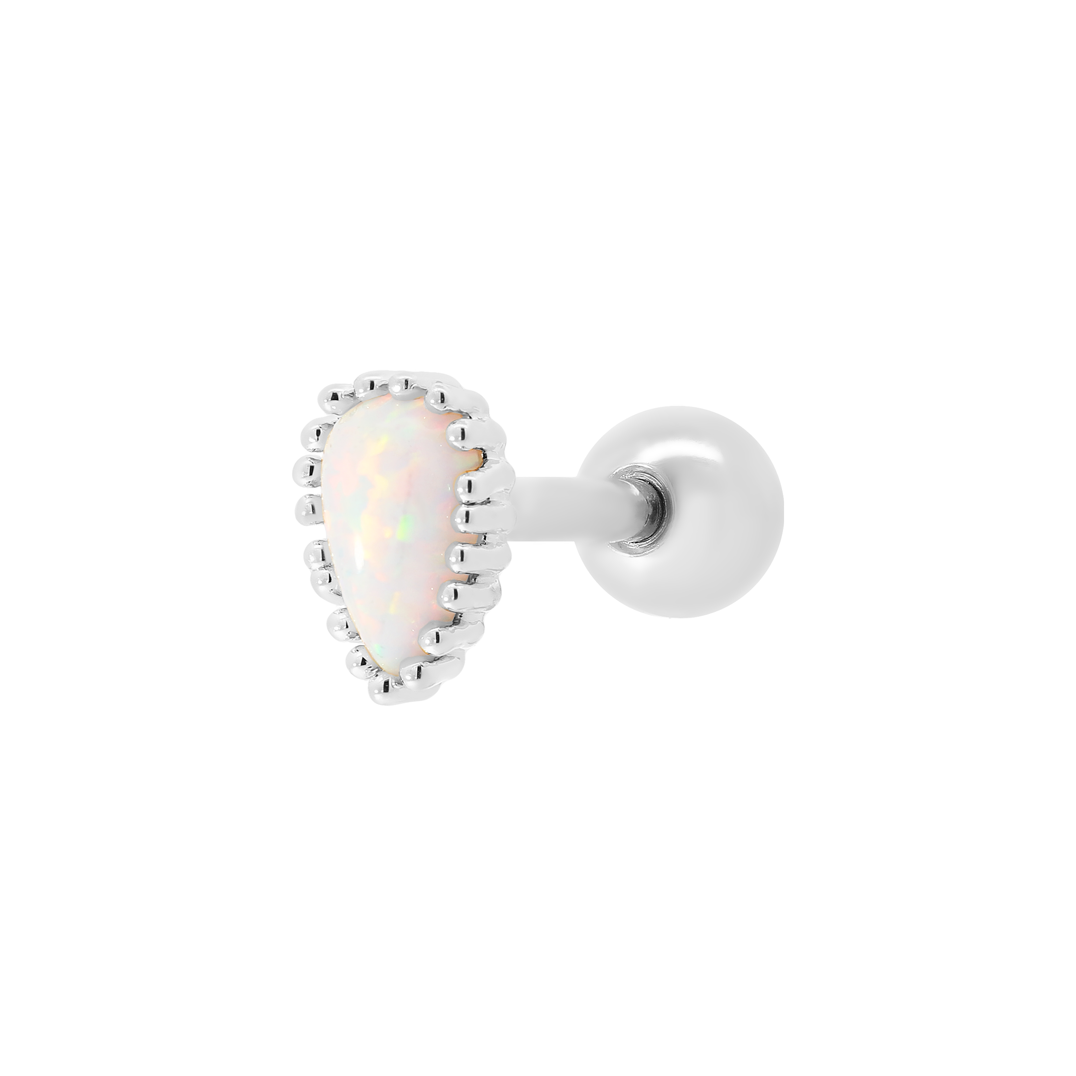 Penelope Opal Helix Tragus Cartilage & Conch Ear Piercing - Silver