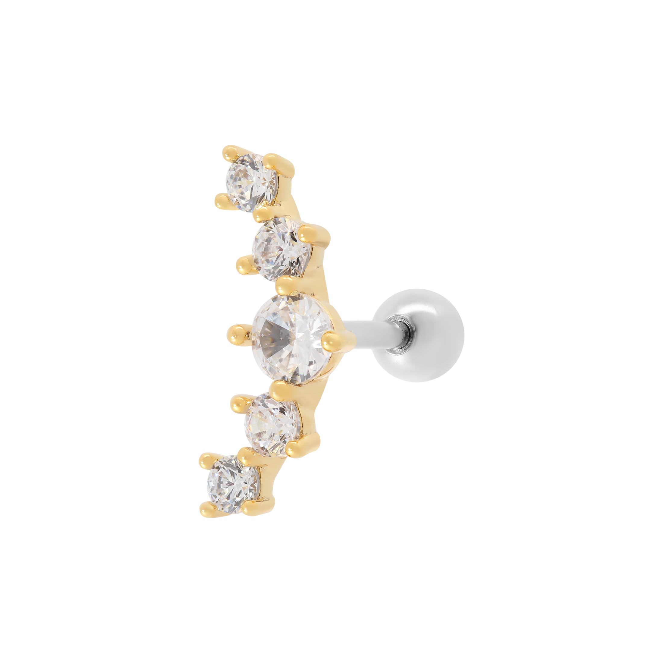 Phase Gemstone Helix Tragus Cartilage & Conch Ear Piercing - Gold