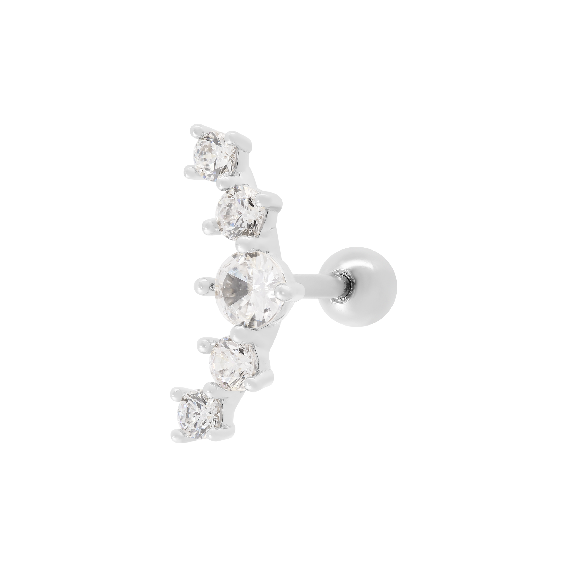 Phase Gemstone Helix Tragus Cartilage & Conch Ear Piercing - Silver