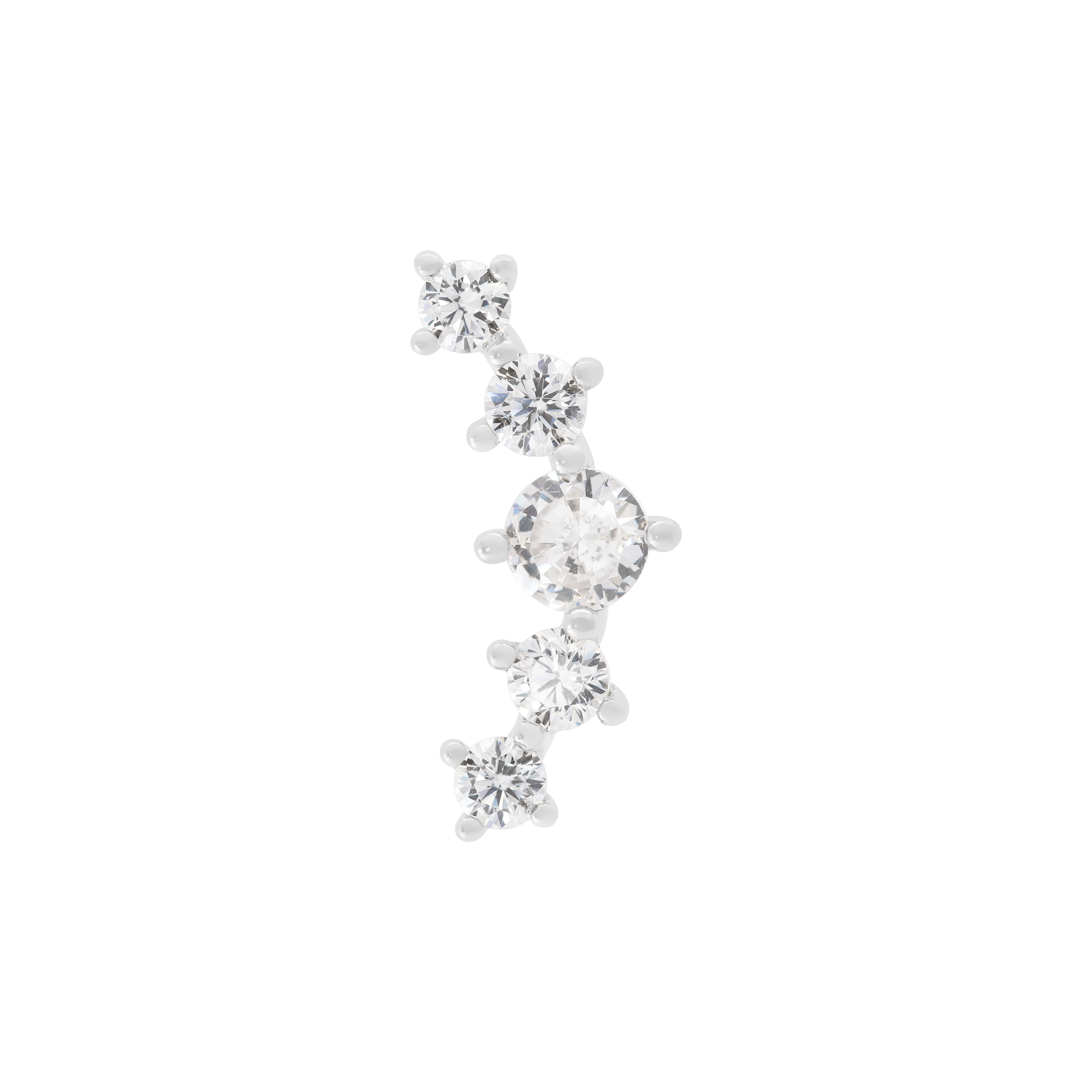 Phase Gemstone Helix Tragus Cartilage & Conch Ear Piercing 2 - Silver
