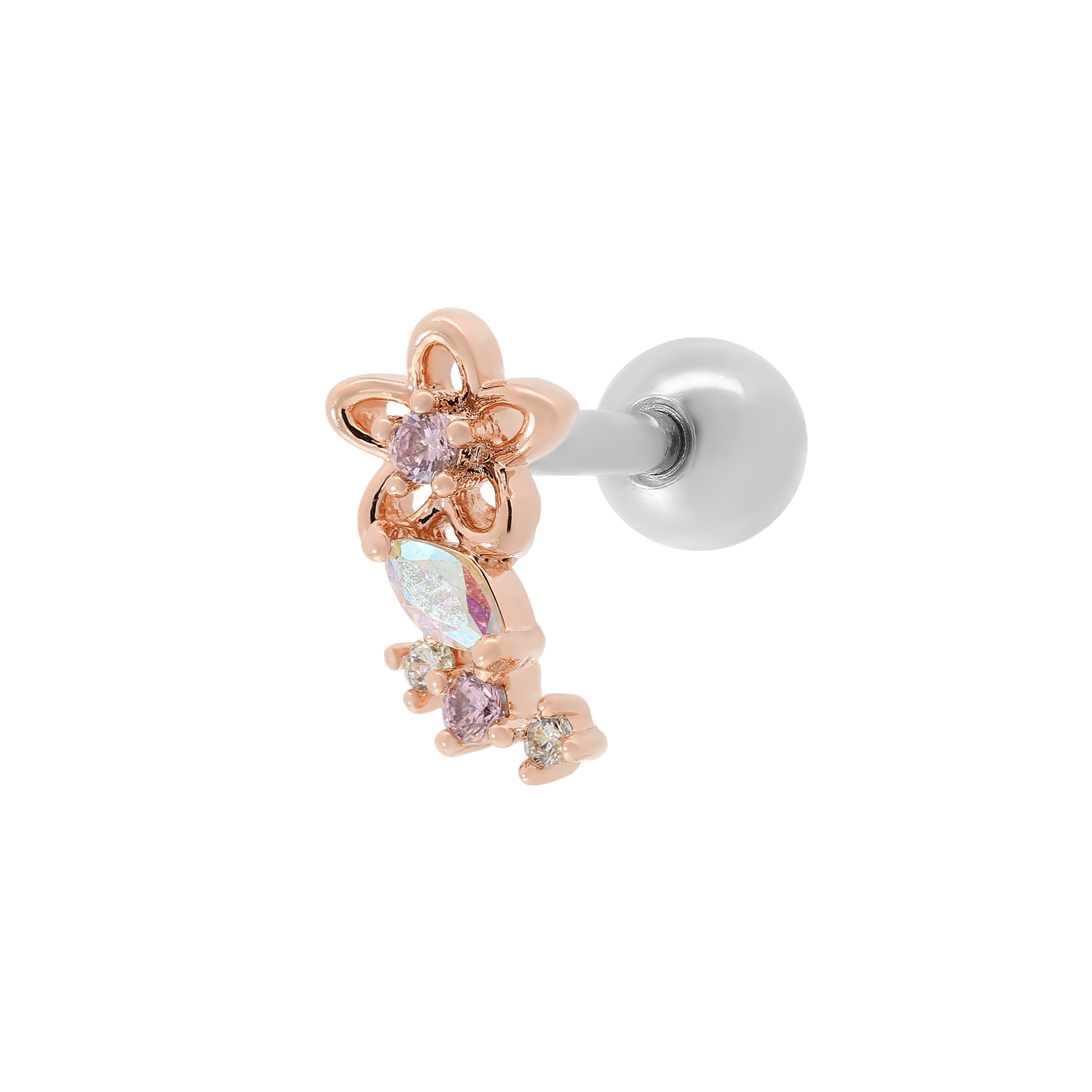 Pixie Flower Helix Tragus & Cartilage Ear Piercing - Rose Gold