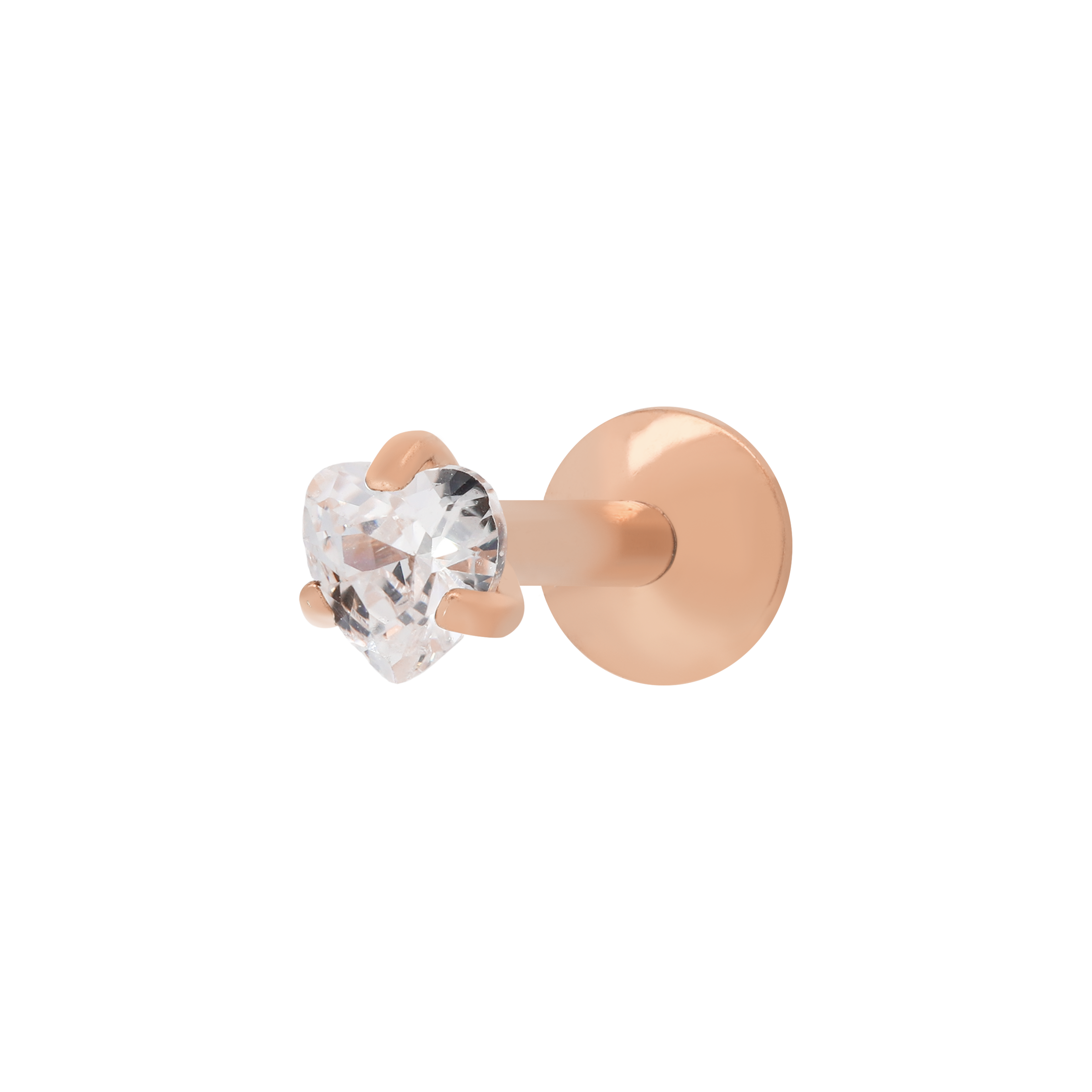 Purity Heart Gemstone Helix Tragus & Cartilage Ear Piercing - Rose Gold